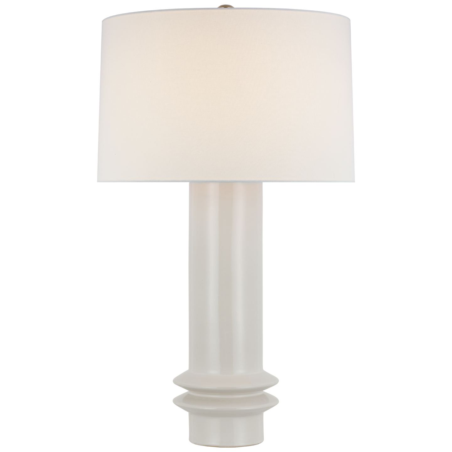 Montaigne Medium Table Lamp in New White with Linen Shade Open Box