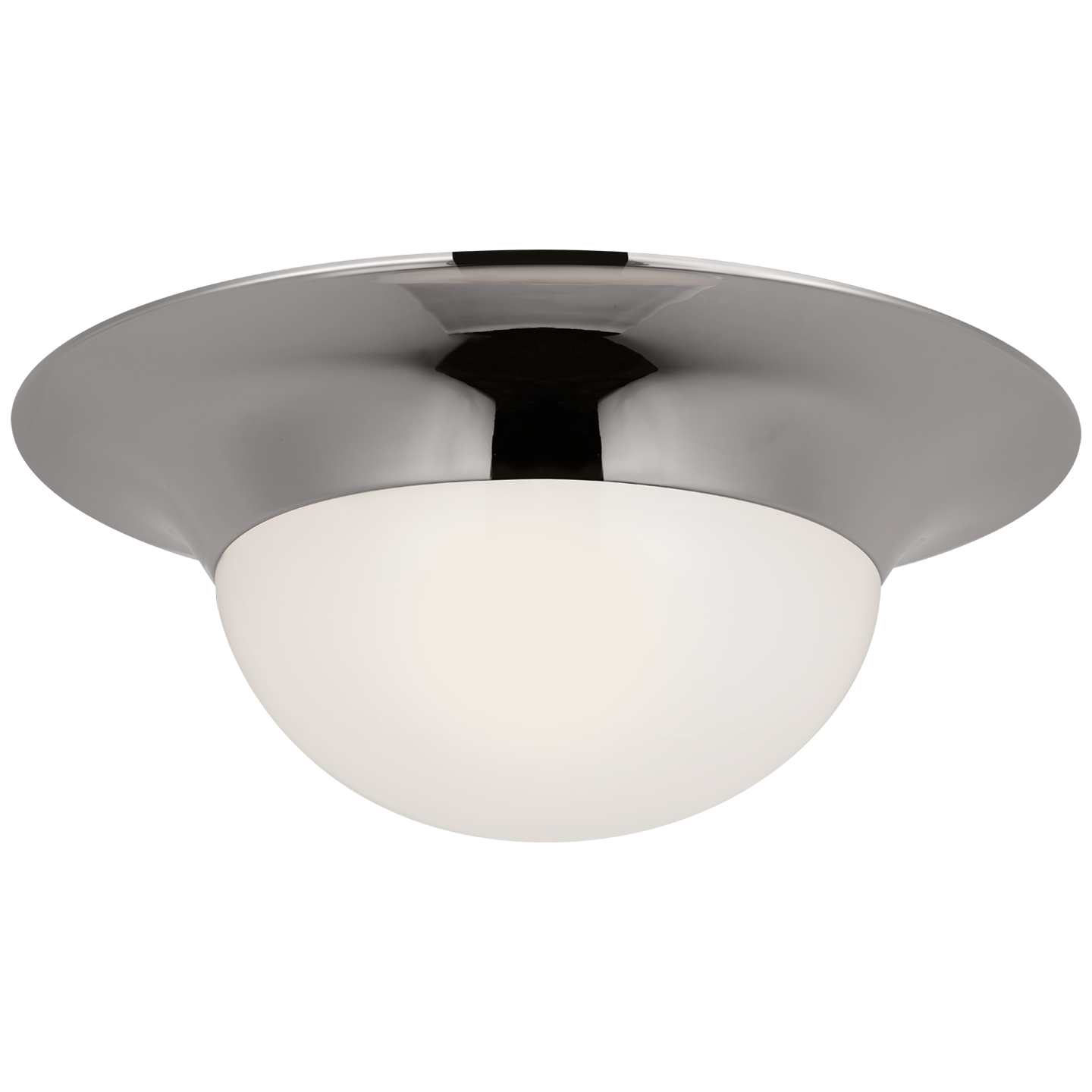 Cluny 18" Flush Mount in Polished Nickel with White Glass