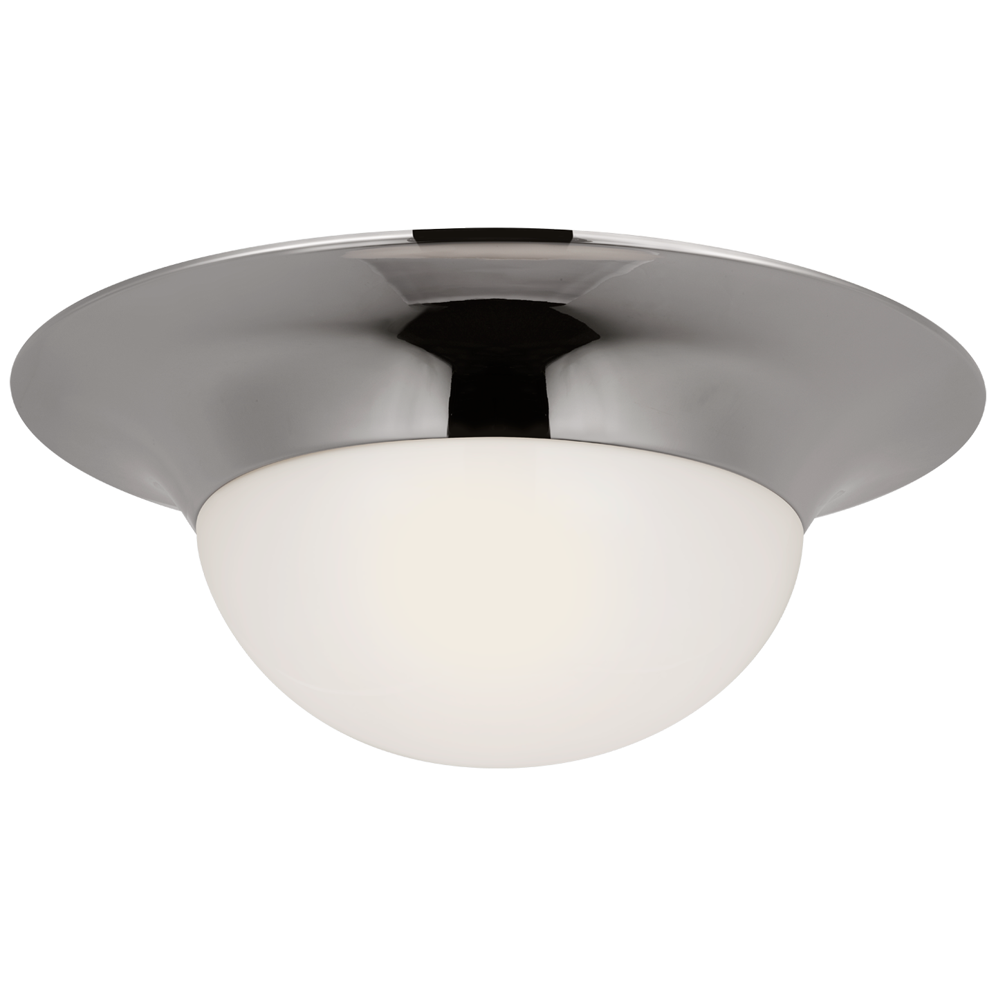 Cluny 24" Flush Mount in Polished Nickel with White Glass