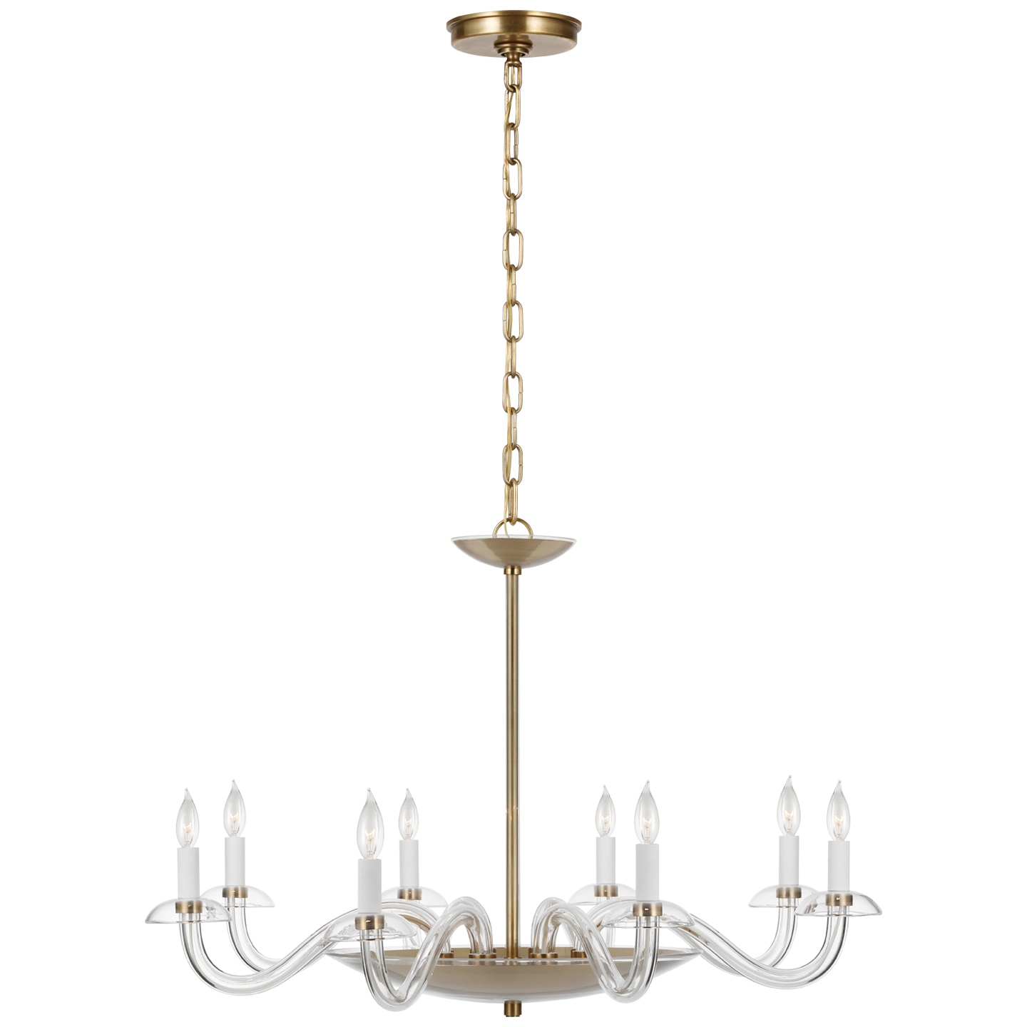 Brigitte Large Chandelier in Clear Glass and Hand-Rubbed Antique Brass (Open Box)