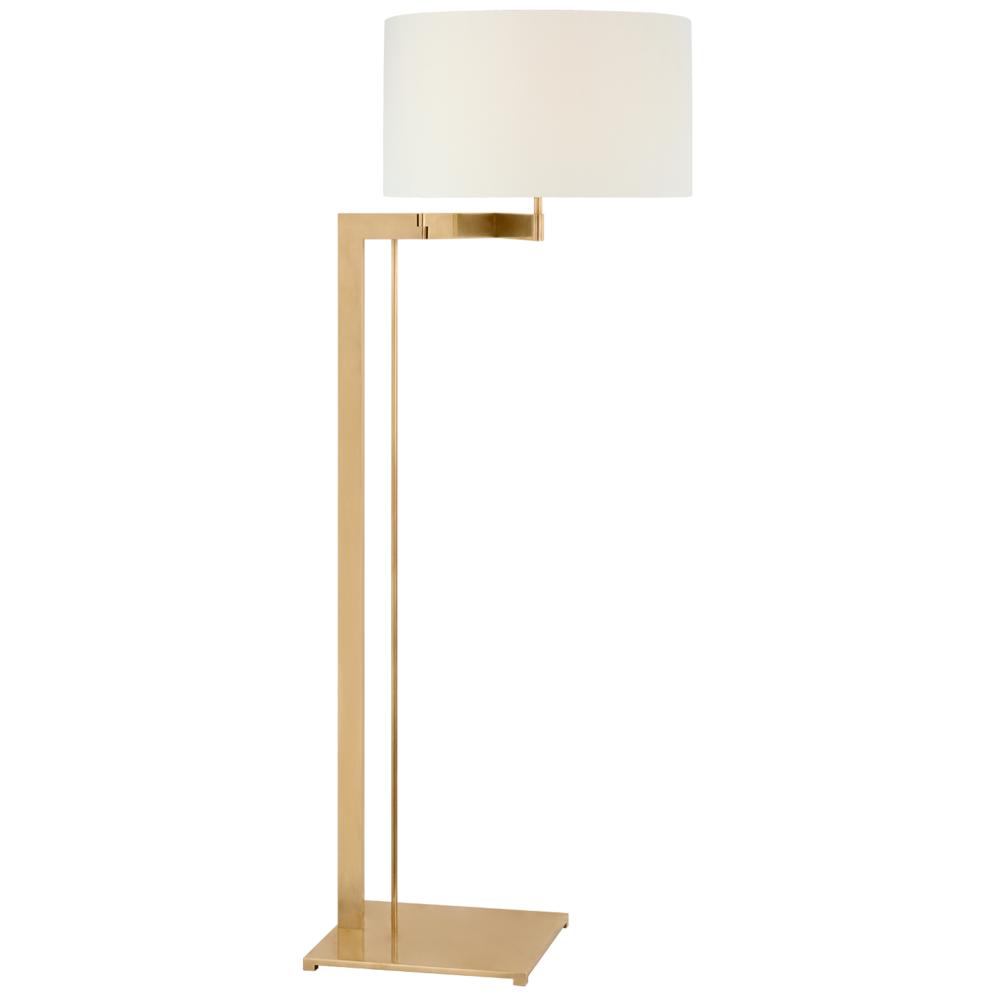 Amell 55" Articulating Floor Lamp in Antique-Burnished Brass with Linen Shade