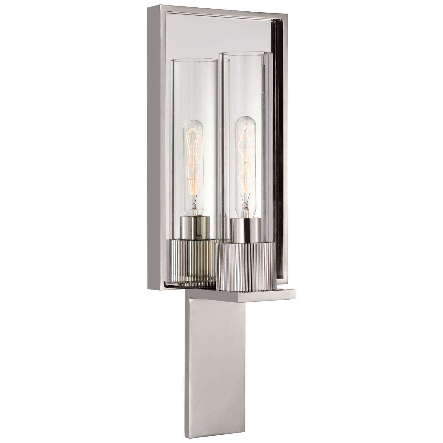 Beza Single Reflector Sconce in Polished Nickel and Mirror with Clear Glass Open Box