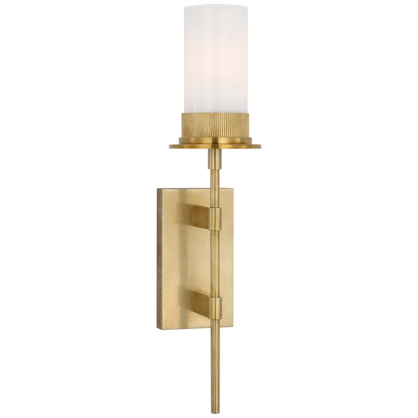 Beza Large Tail Sconce in Antique Brass with White Glass Open Box