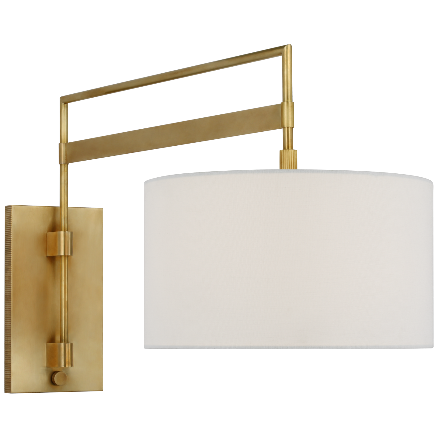 Gael Large Articulating Wall Light in Antique Brass with Linen Shade Open Box