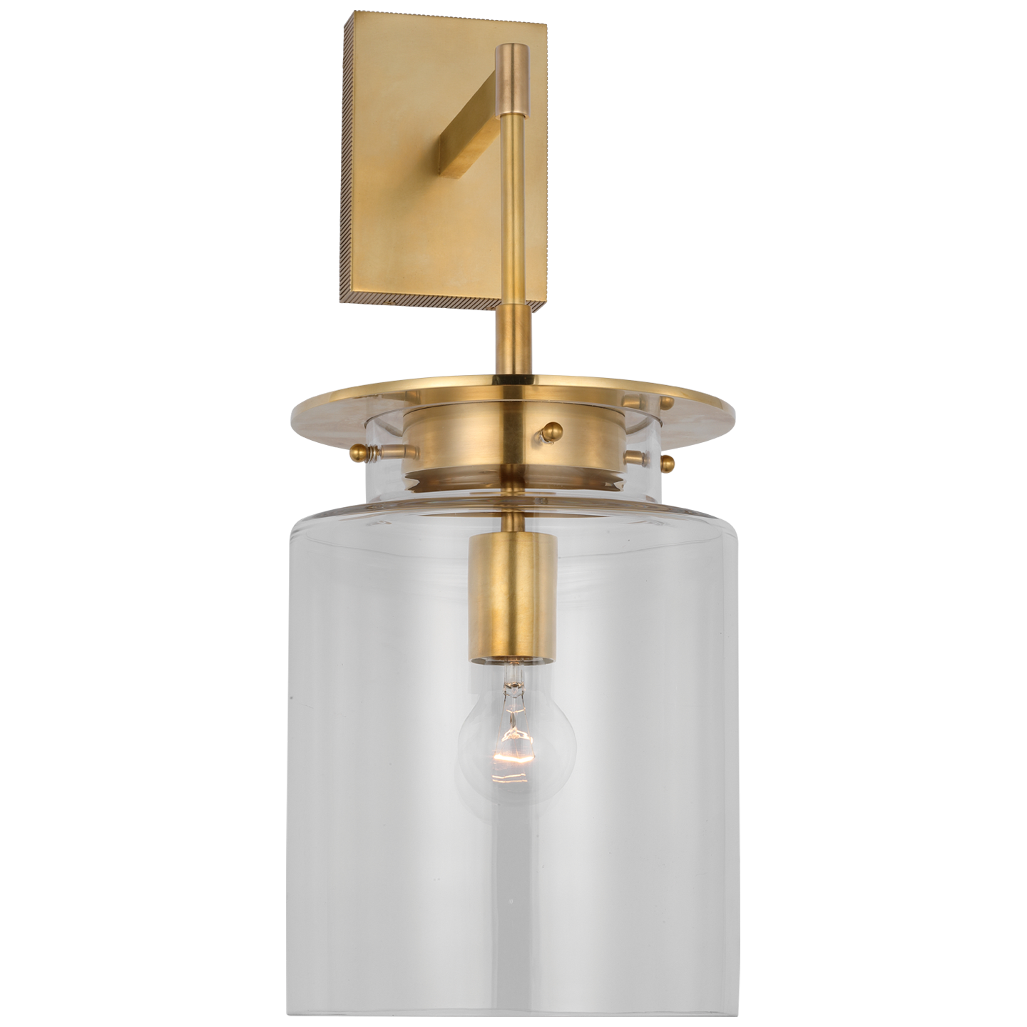Elias 23" Sconce in Antique-Burnished Brass with Clear Glass