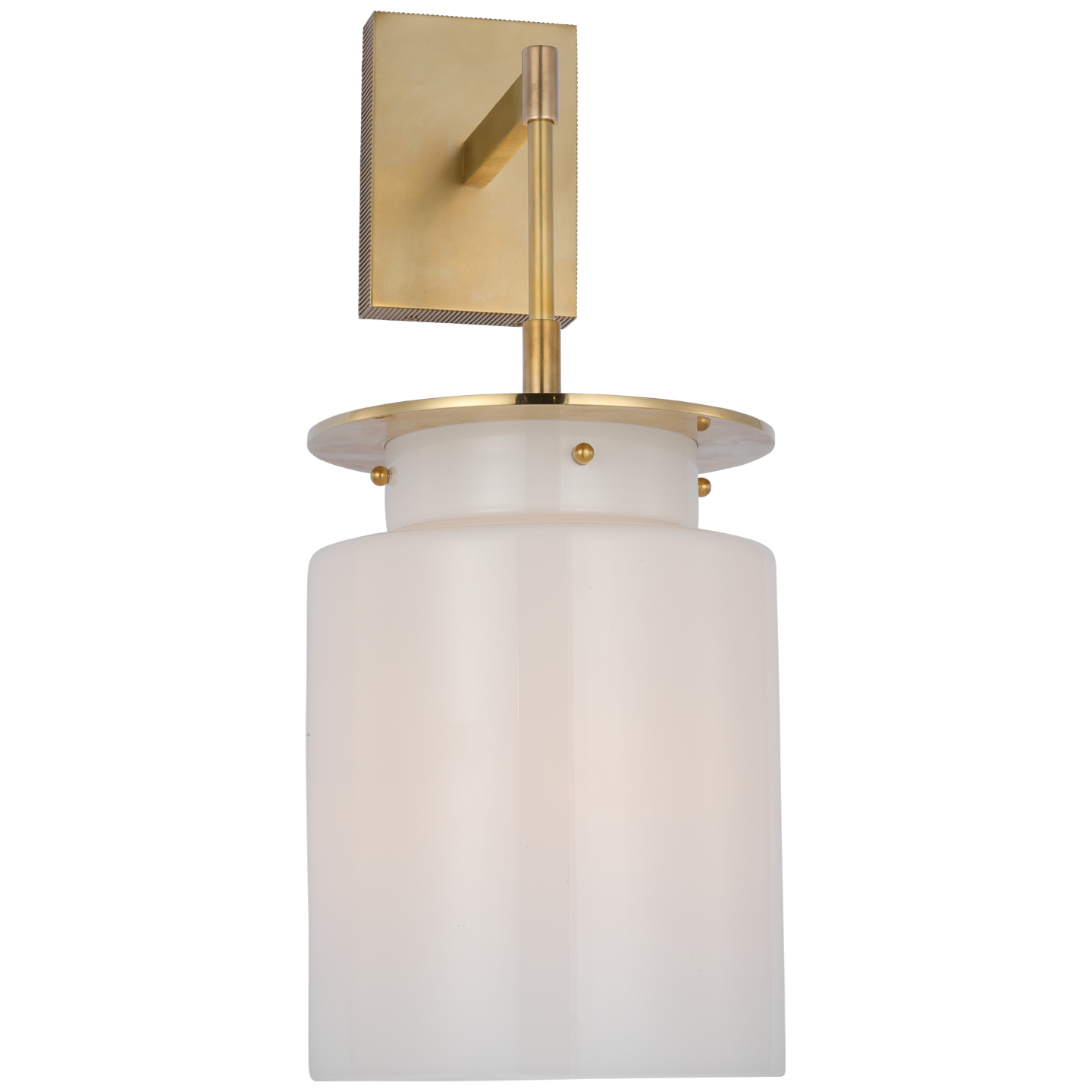 Elias 23" Sconce in Antique-Burnished Brass with White Glass