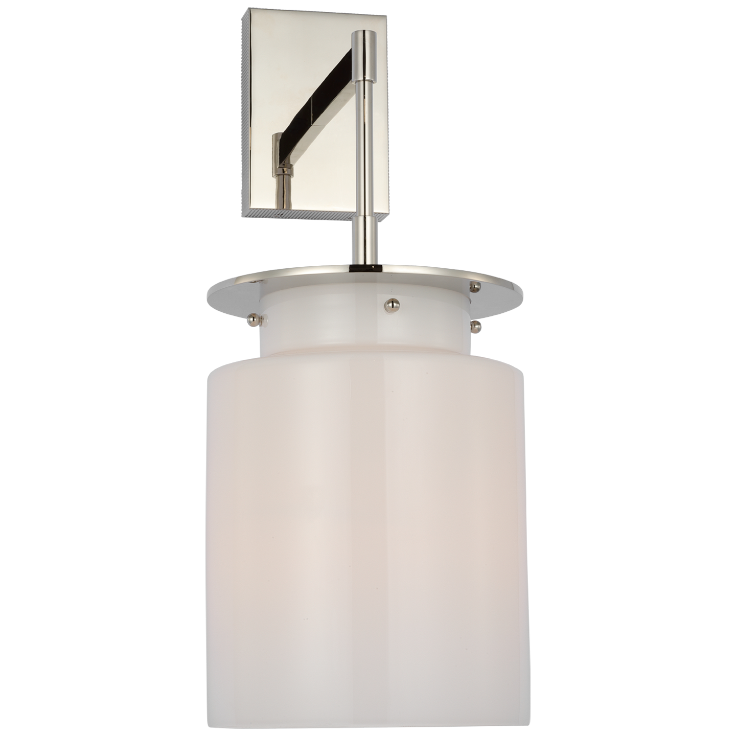 Elias 23" Sconce in Polished Nickel with White Glass