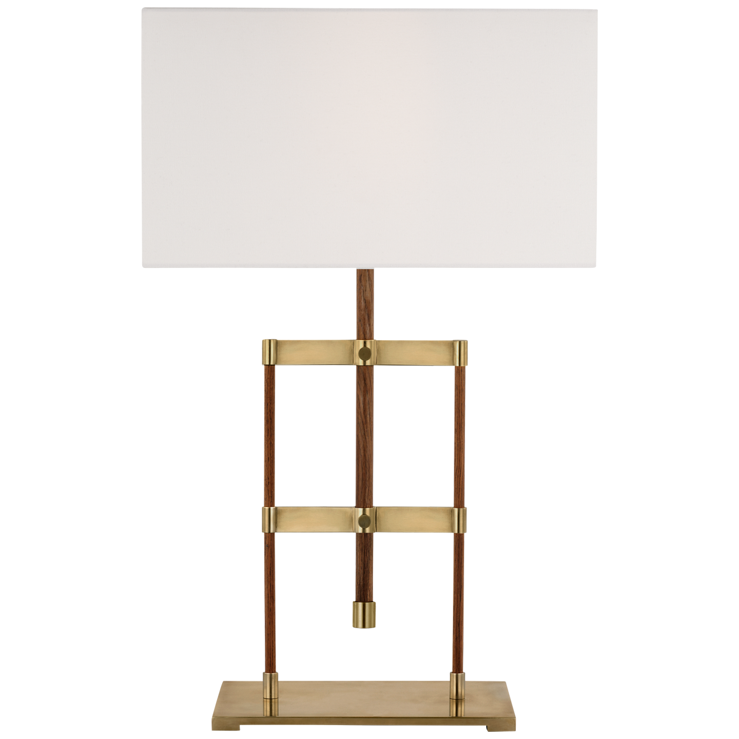 Alda 25" Adjustable Table Lamp in Antique-Burnished Brass and Walnut with Linen Shade