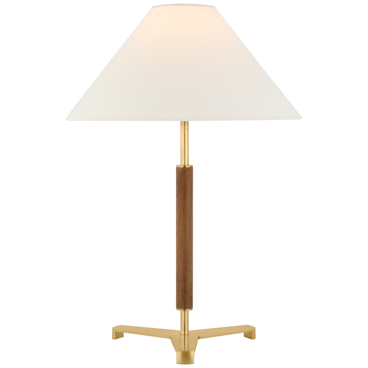 Amaya 20" Table Lamp in Antique-Burnished Brass and Walnut with Linen Shade
