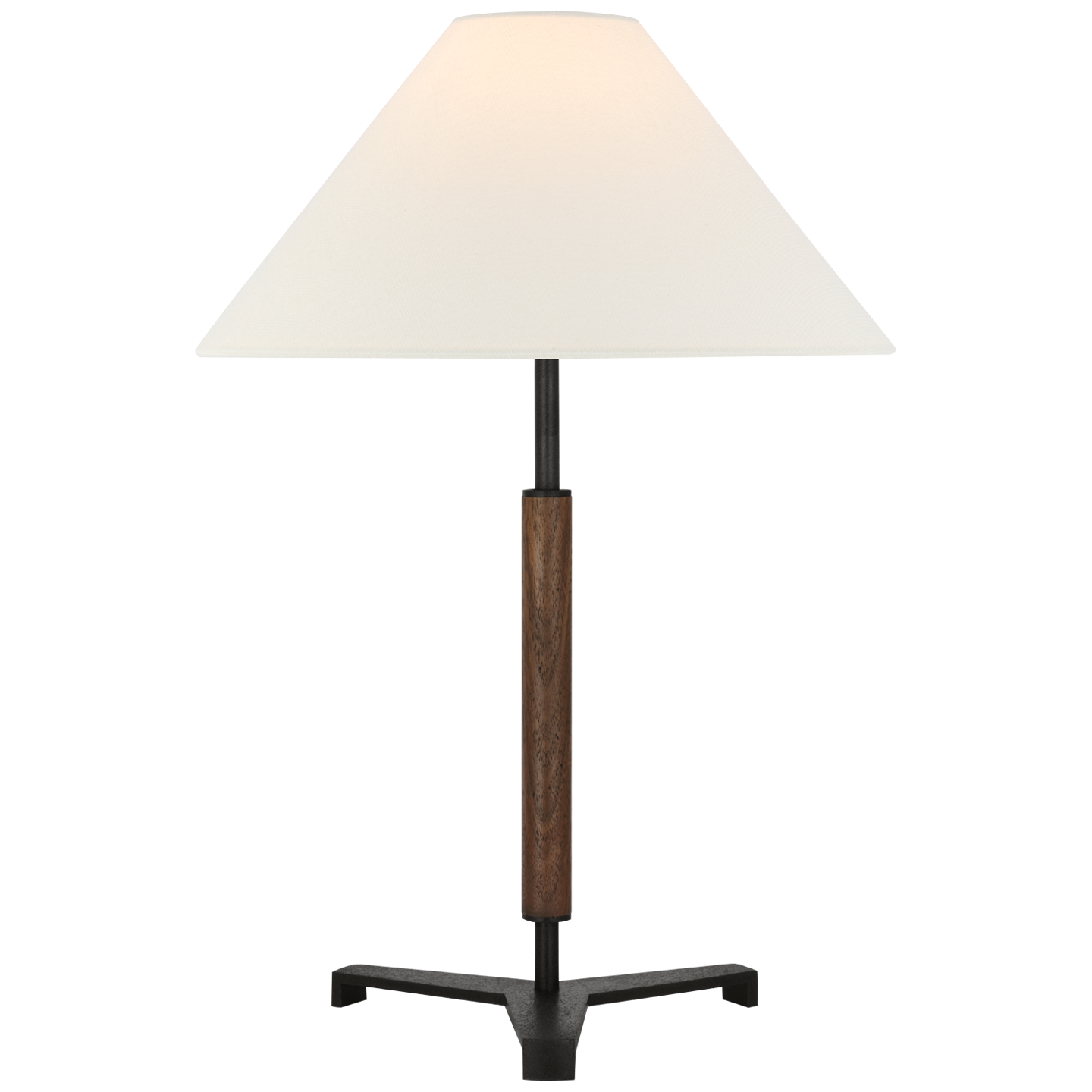 Amaya 20" Table Lamp in Weathered Iron and Dark Walnut with Linen Shade