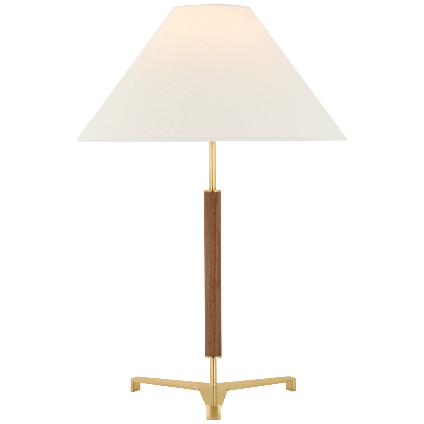 Amaya 28" Table Lamp in Antique-Burnished Brass and Walnut with Linen Shade
