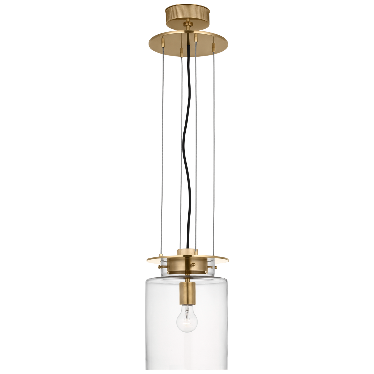 Elias 9" Floating Pendant in Antique-Burnished Brass with Clear Glass