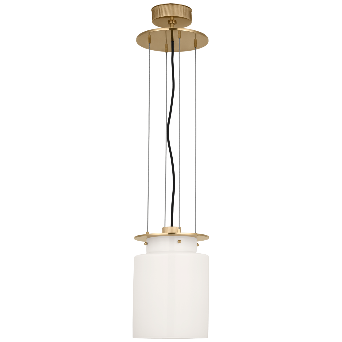 Elias 9" Floating Pendant in Antique-Burnished Brass with White Glass