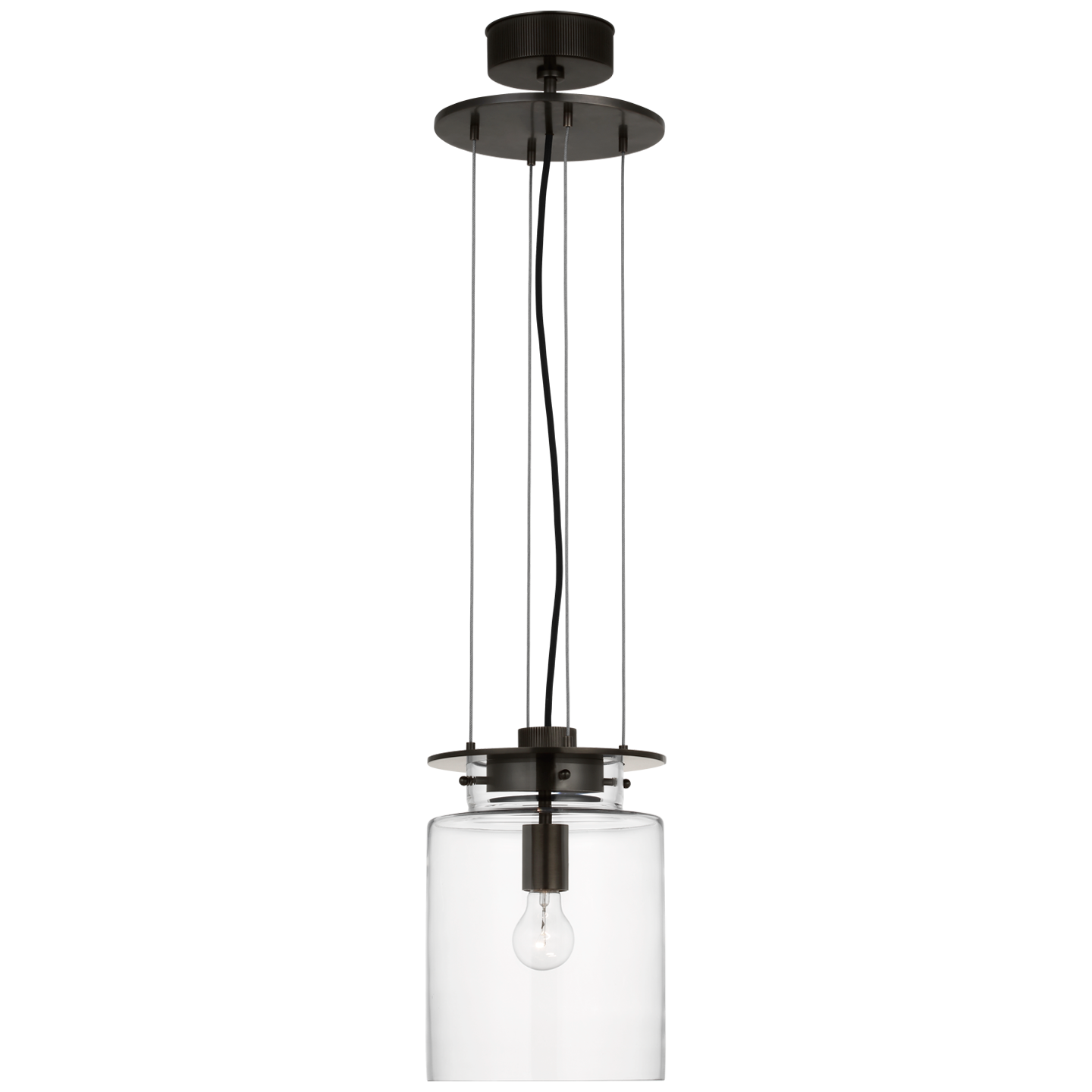 Elias 9" Floating Pendant in Bronze with Clear Glass