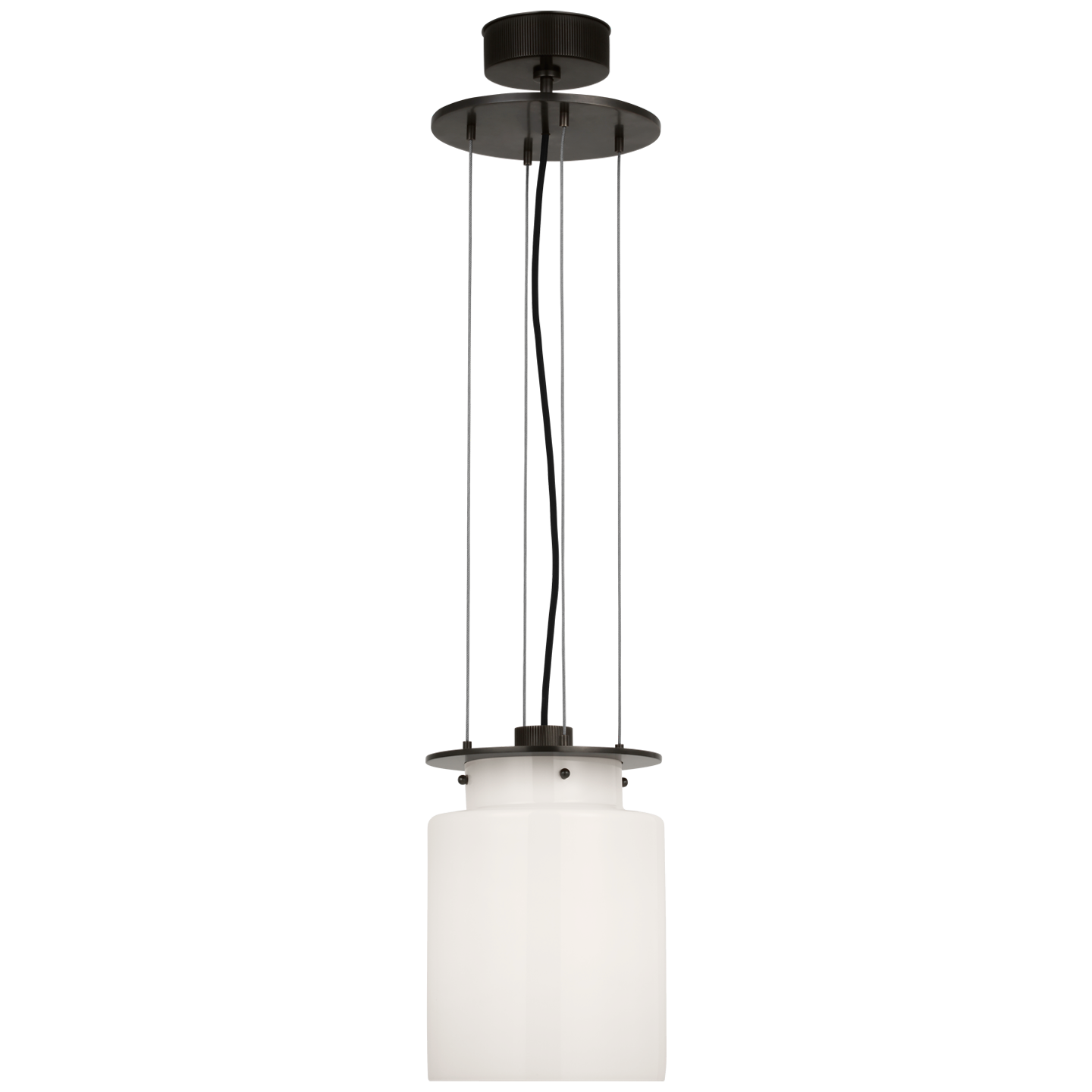 Elias 9" Floating Pendant in Bronze with White Glass