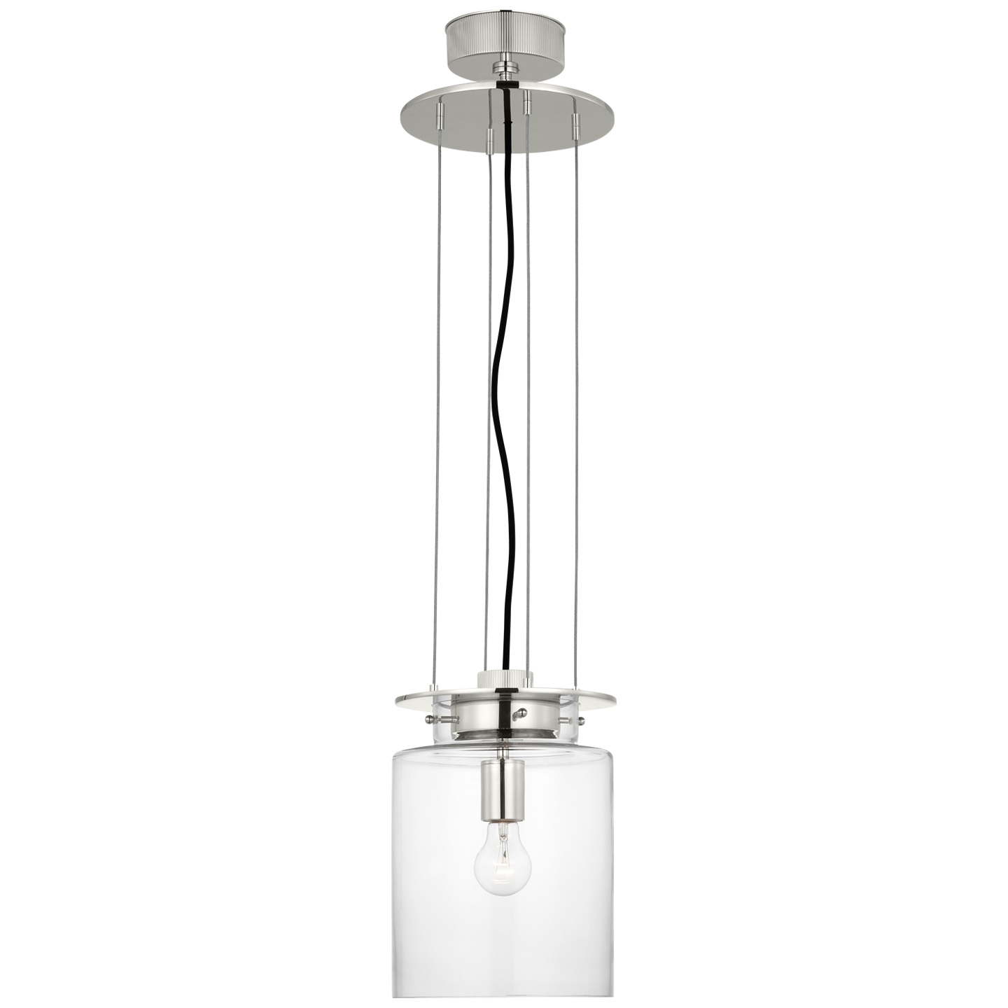 Elias 9" Floating Pendant in Polished Nickel with Clear Glass