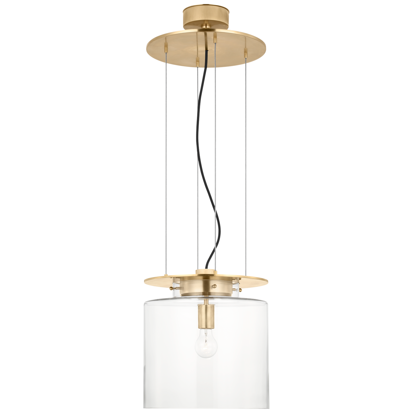 Elias 13" Floating Pendant in Antique-Burnished Brass with Clear Glass