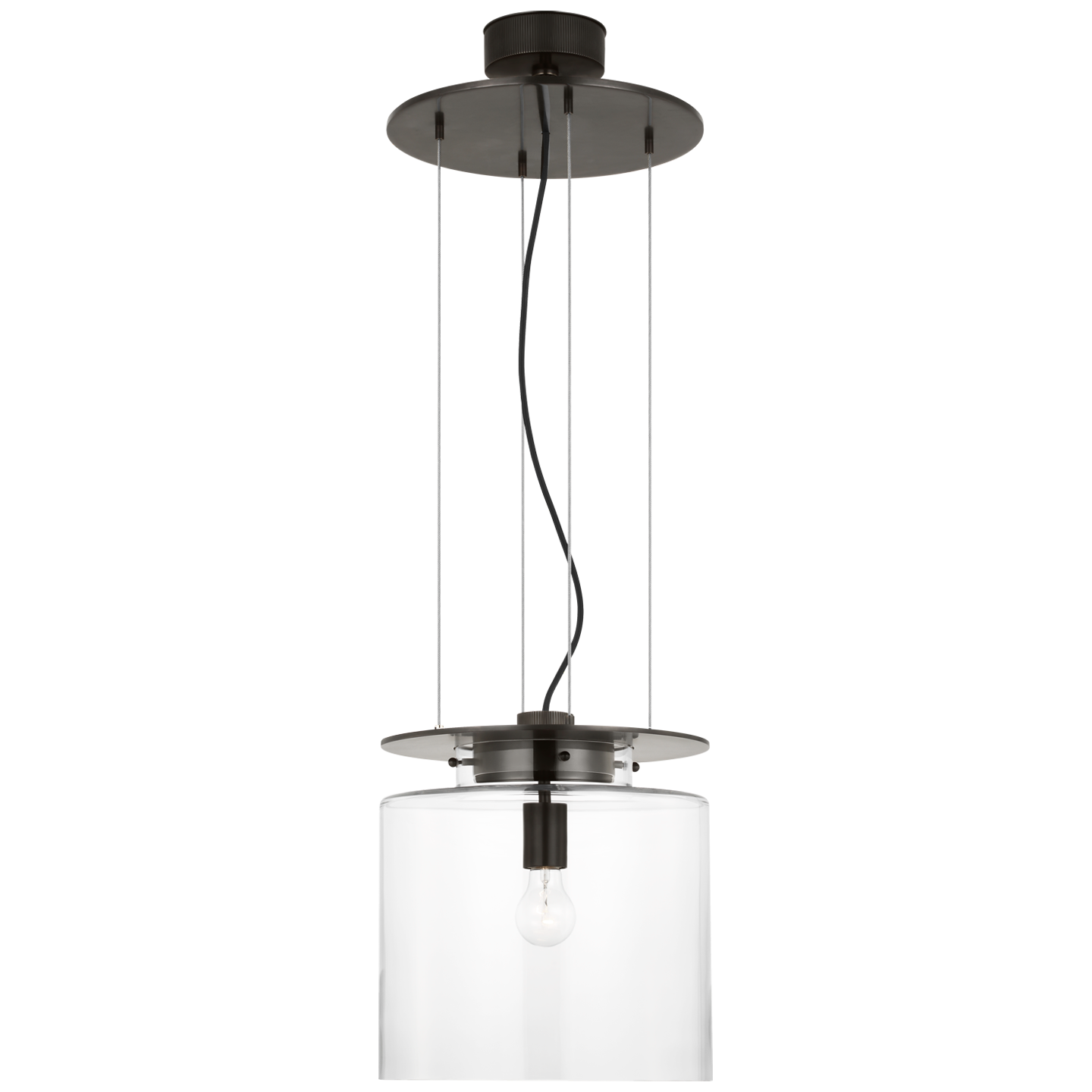 Elias 13" Floating Pendant in Bronze with Clear Glass