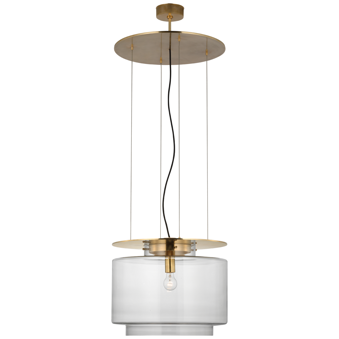 Elias 20" Floating Pendant in Antique-Burnished Brass with Clear Glass
