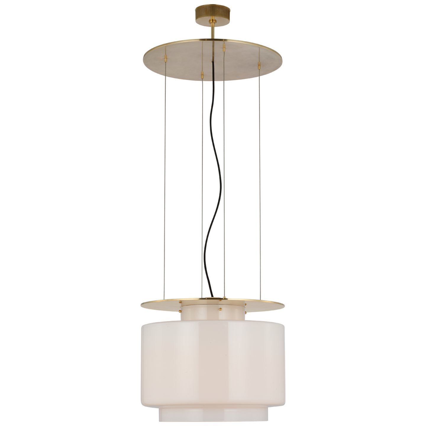 Elias 20" Floating Pendant in Antique-Burnished Brass with White Glass