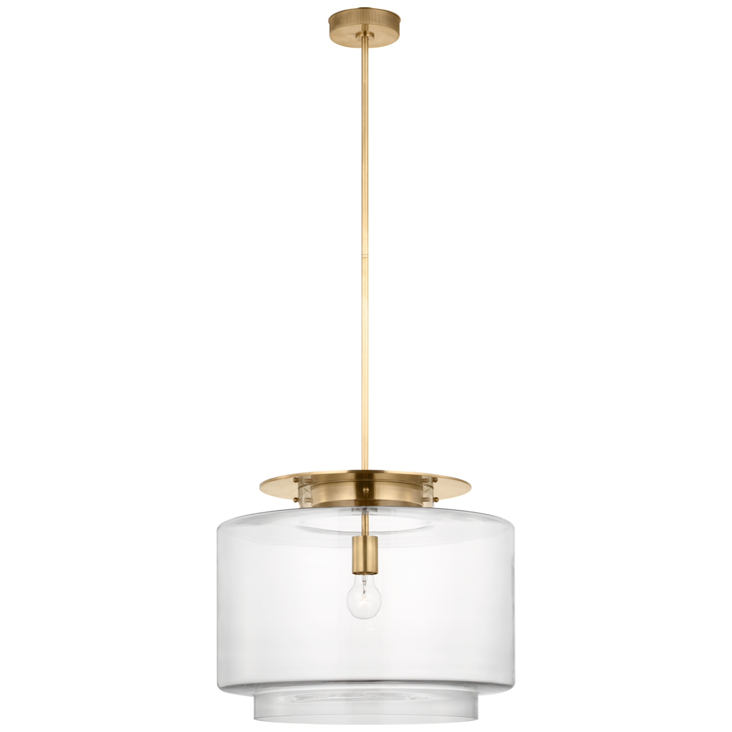 Elias 20" Pendant in Antique-Burnished Brass with Clear Glass