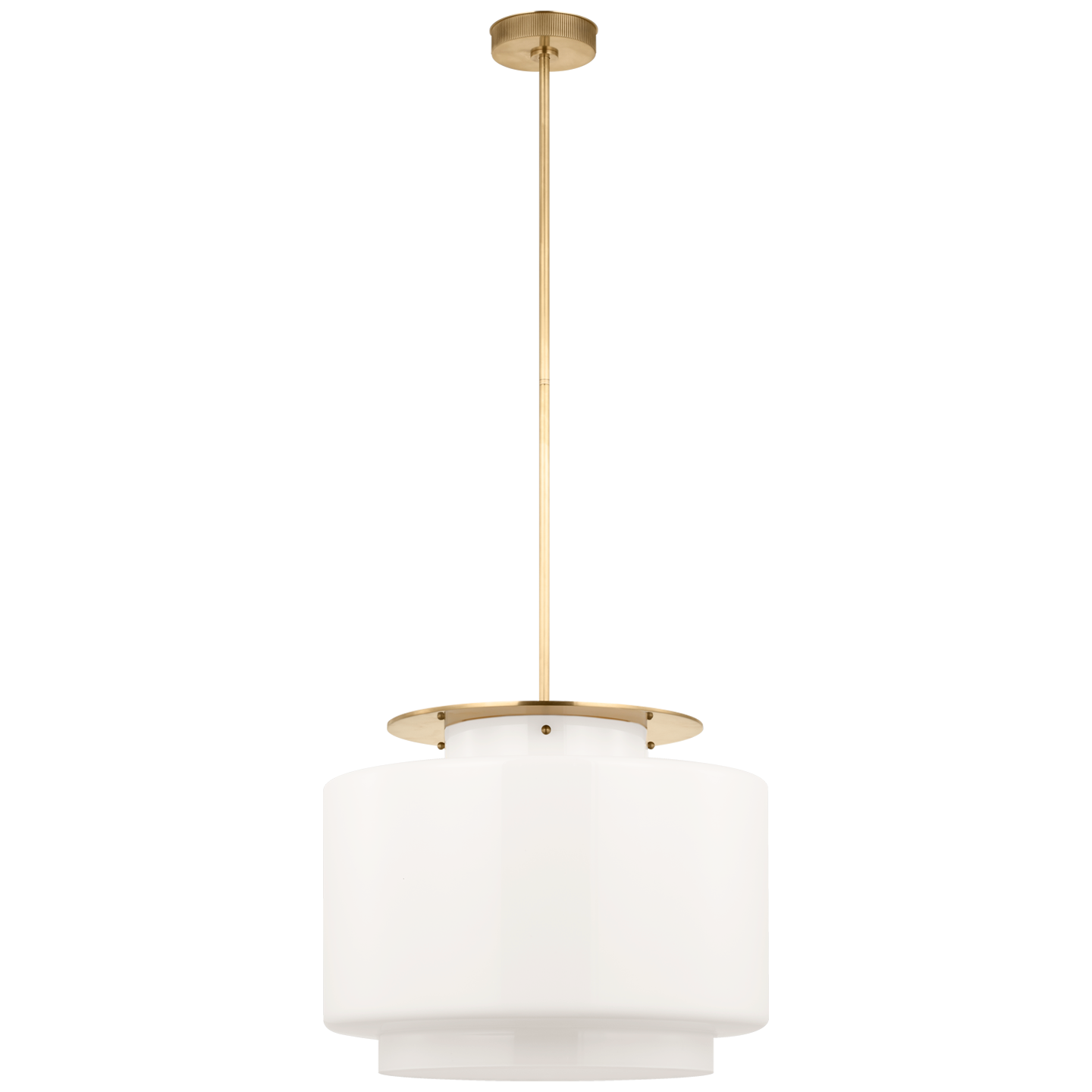 Elias 20" Pendant in Antique-Burnished Brass with White Glass