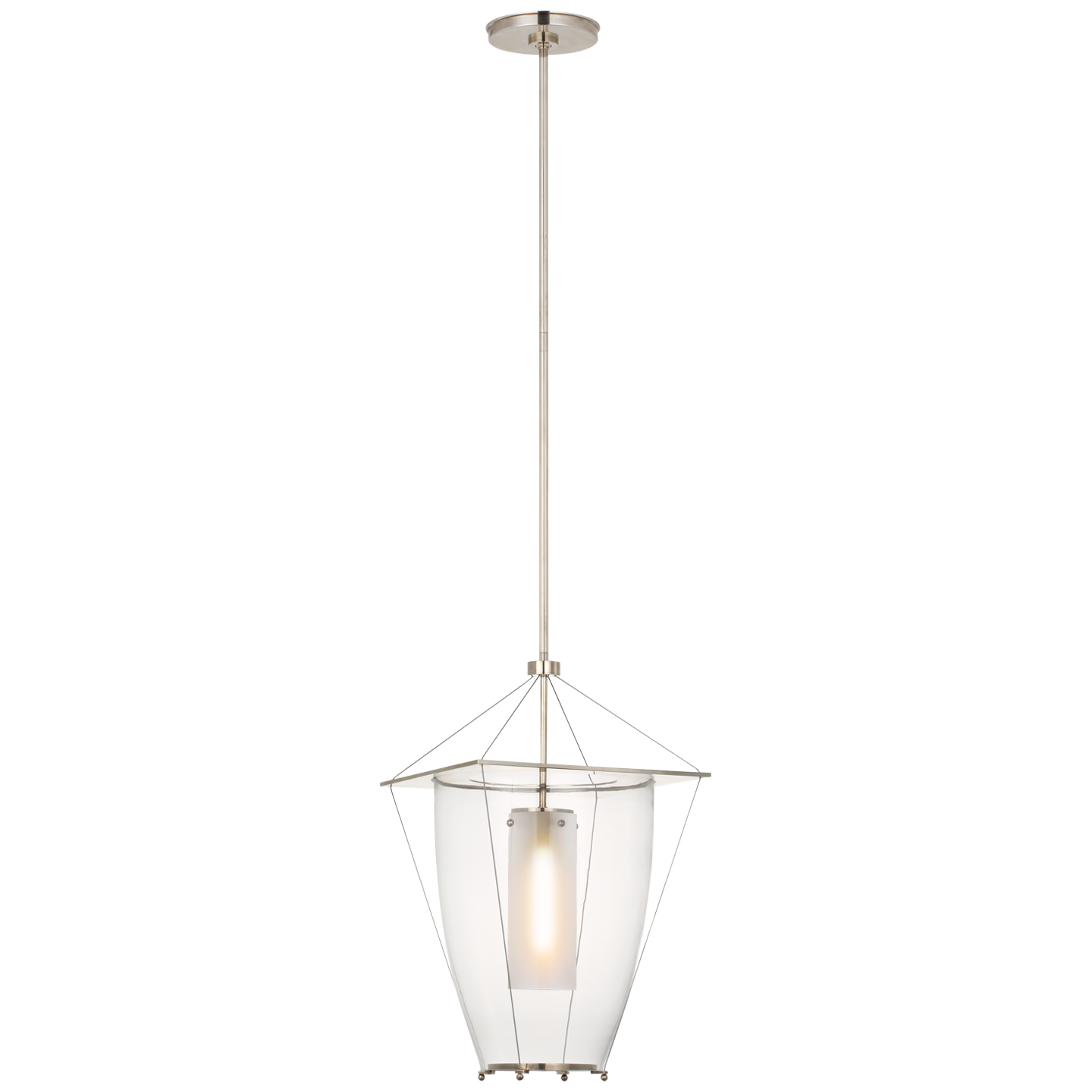 Ovalle 13" Lantern in Antique Nickel with Clear Glass