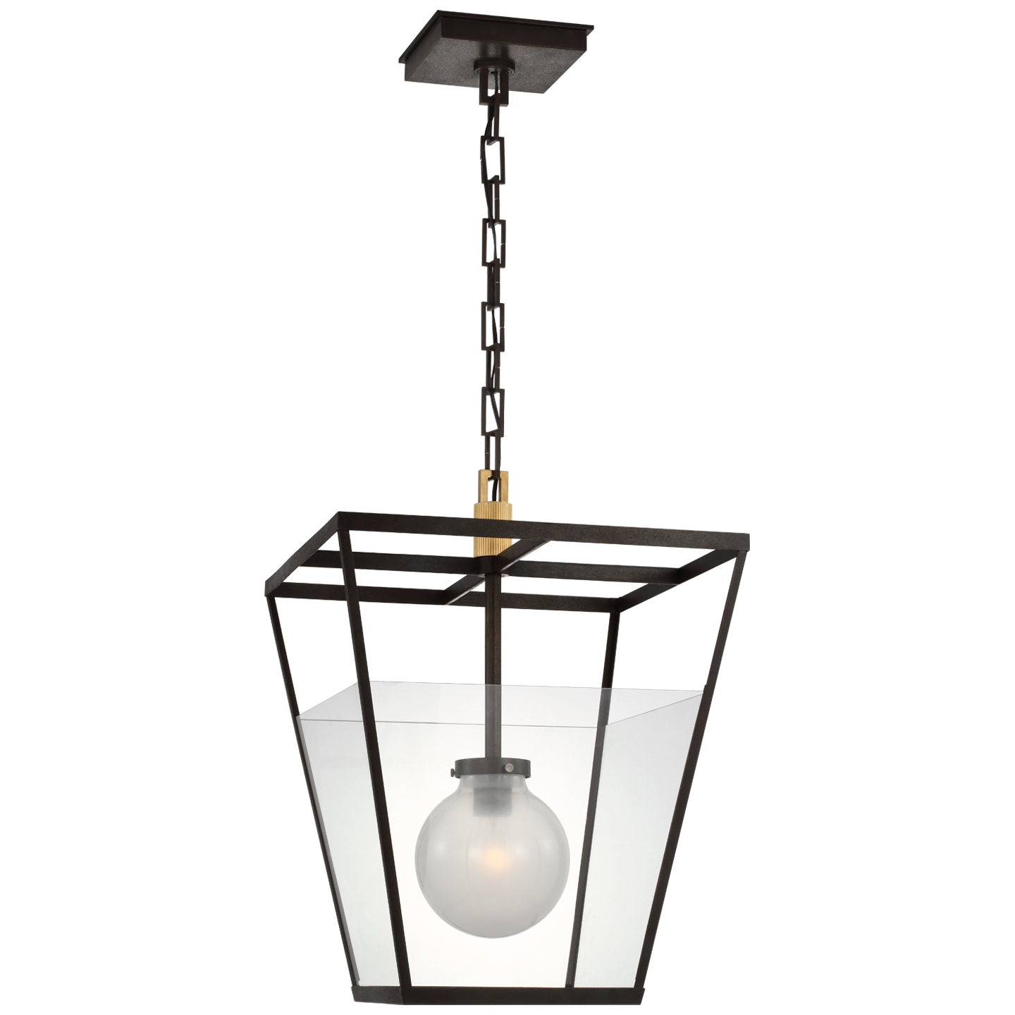 Illume 18" Lantern in Warm Iron and Antique-Burnished Brass with Clear Glass Open Box