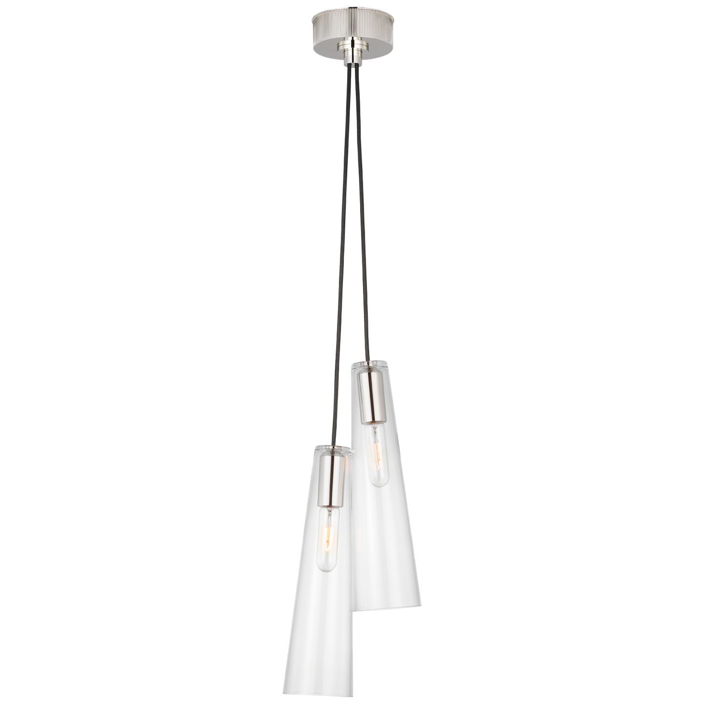 Osvaldo 4" Double Pendant in Polished Nickel with Clear Glass
