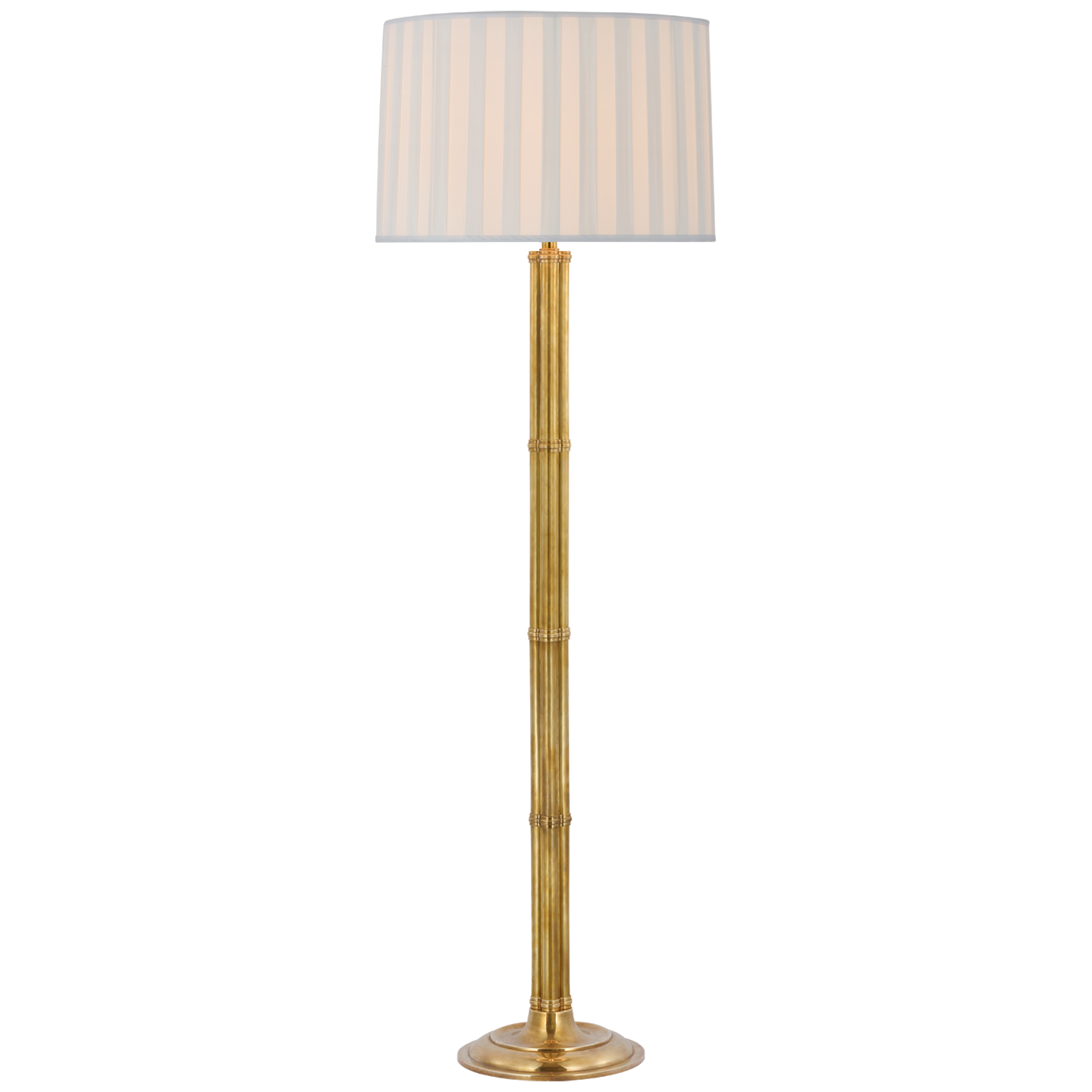 Downing Large Floor Lamp in Natural Brass with Silk Box Pleat Shade