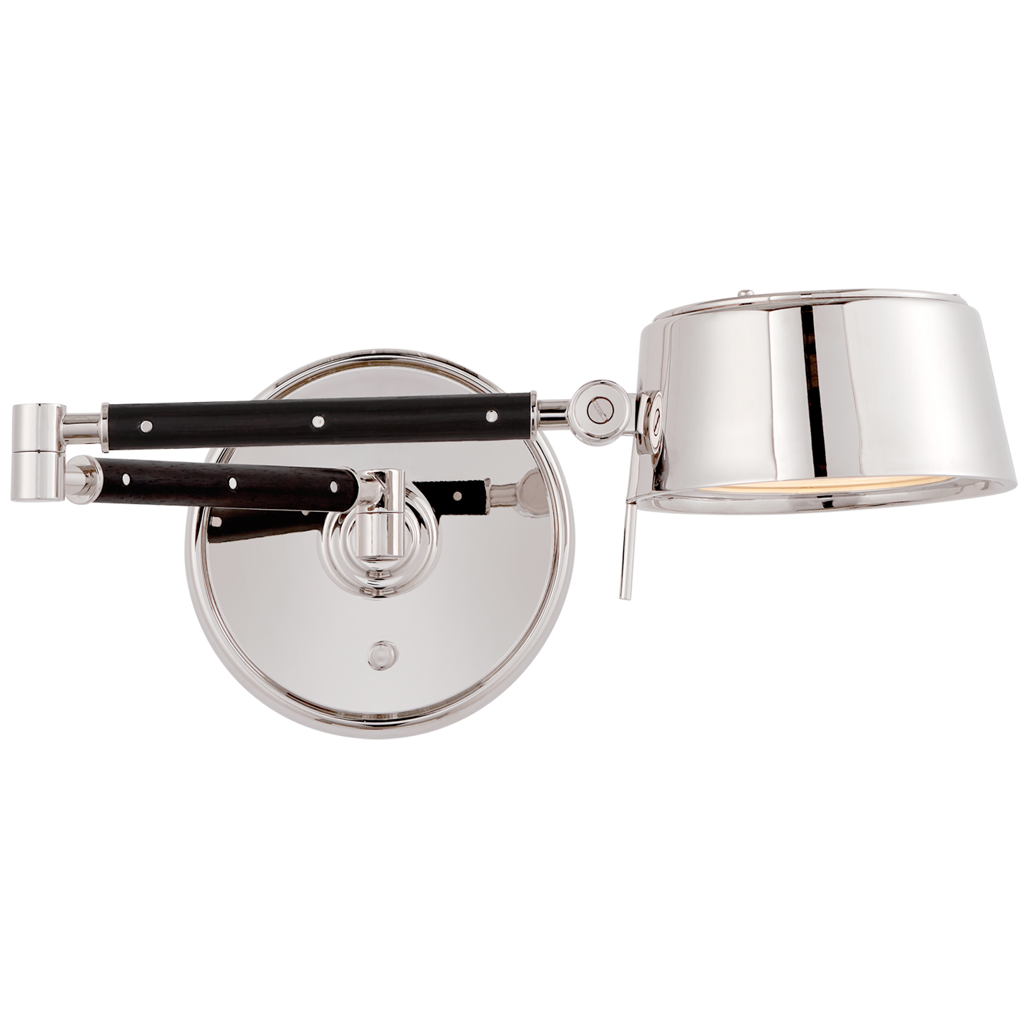 Alaster Articulating Wall Light in Polished Nickel and Black Ebony Open Box