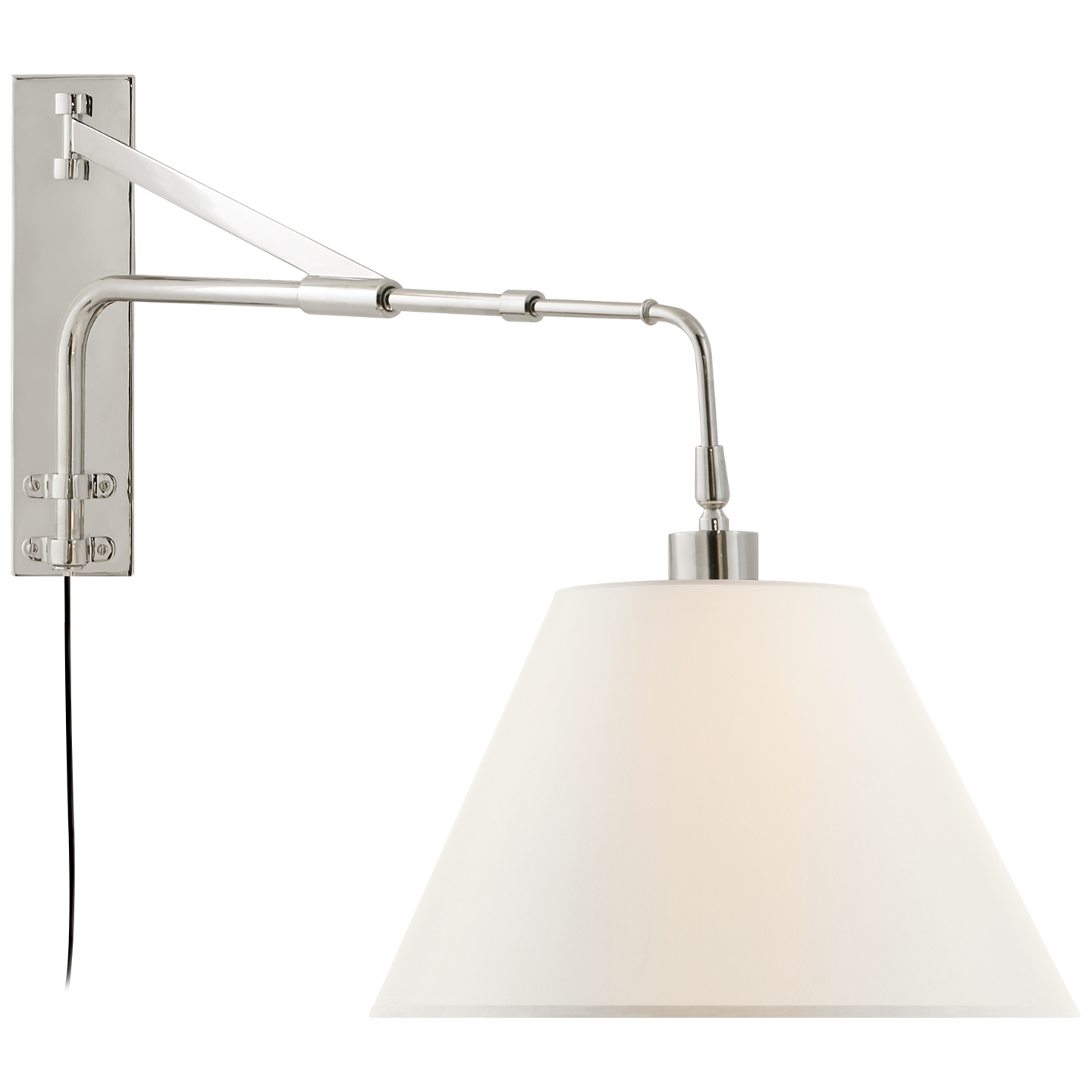 Brompton Extension Swing Arm in Polished Nickel with Linen Shade Open Box