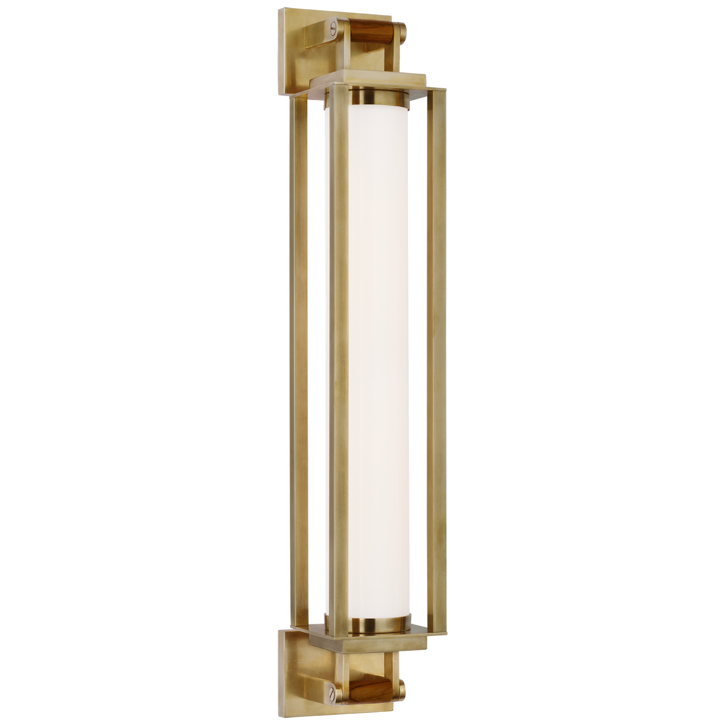 Northport 24" Linear Sconce in Natural Brass and Teak with White Glass Open Box