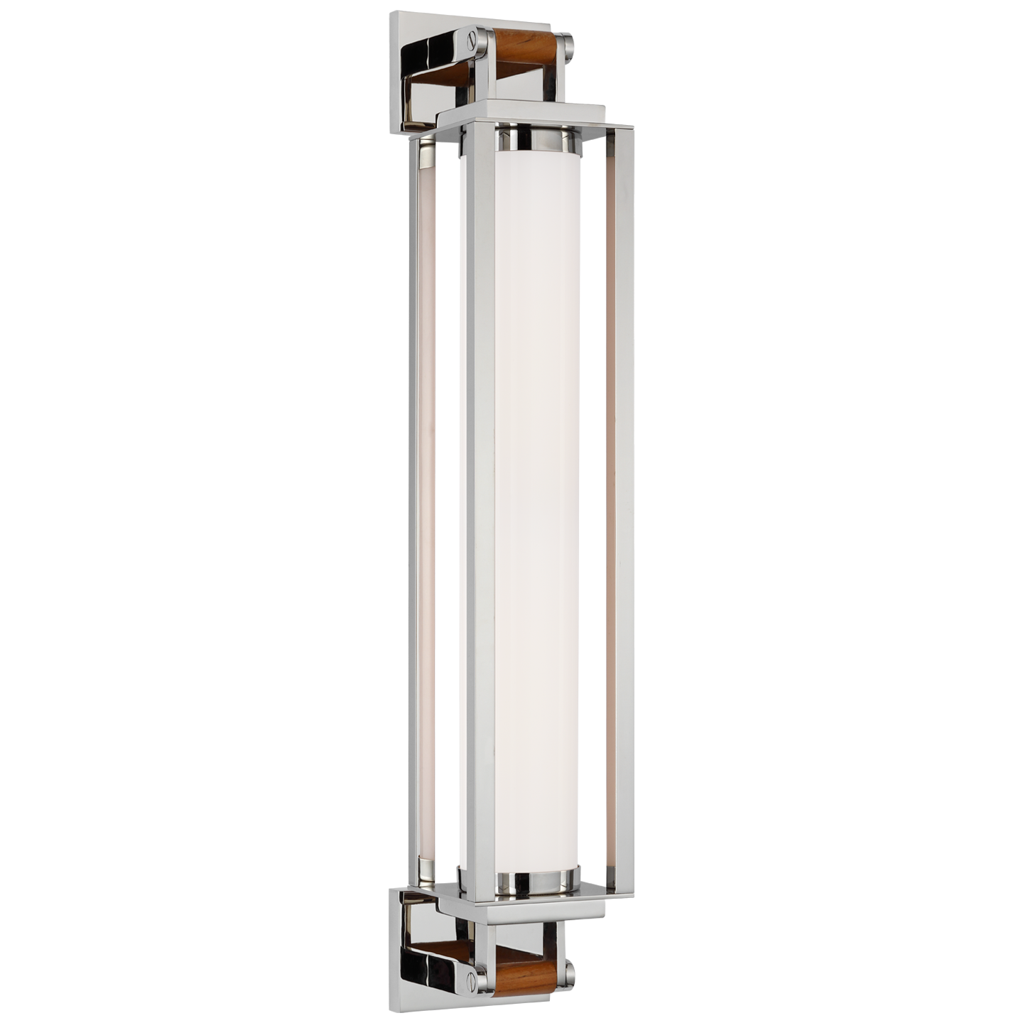 Northport 24" Linear Sconce in Polished Nickel and Teak with White Glass Open Box