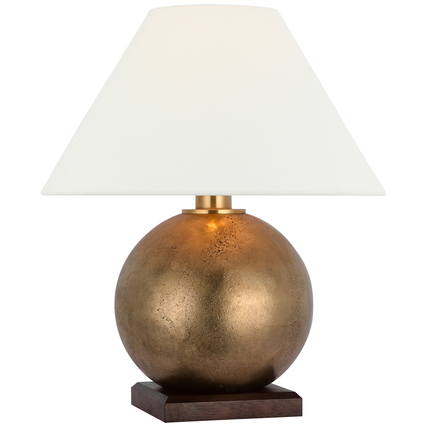 Hardwick 20" Table Lamp in Museum Brass and Natural Rift Oak with Linen Shade