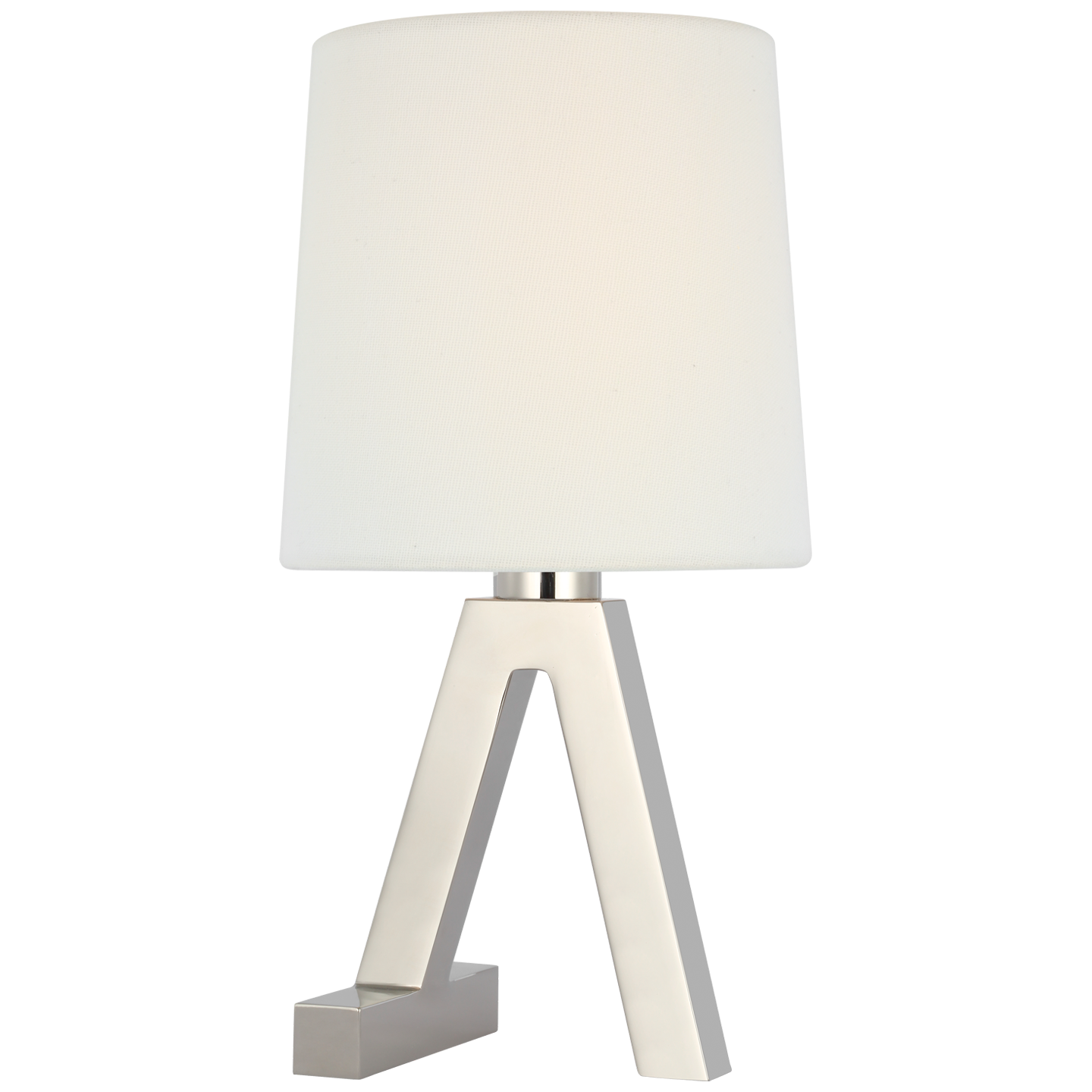 Hedger 11" Accent Lamp in Polished Nickel with Linen Shade