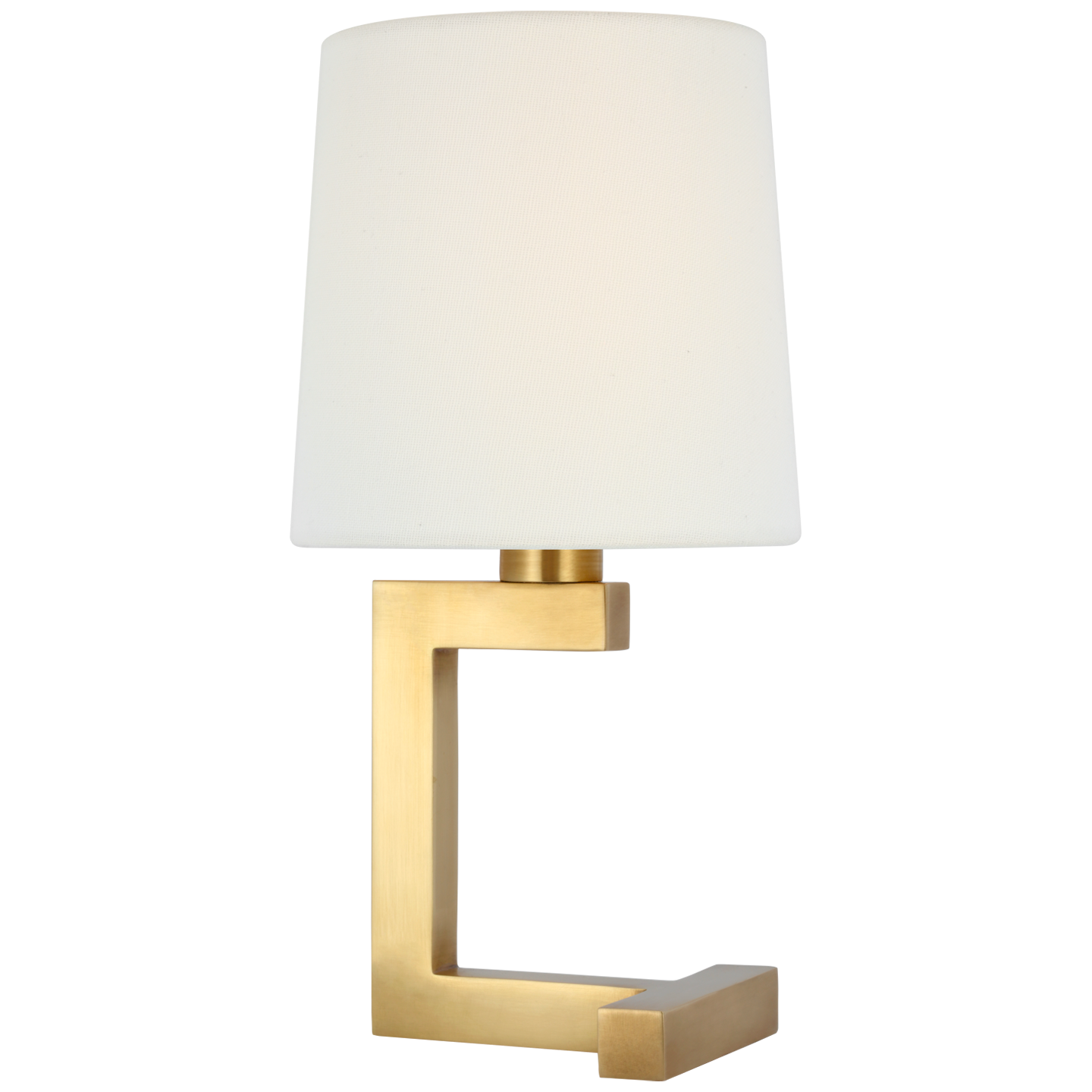 Hedger 12" Accent Lamp in Natural Brass with Linen Shade