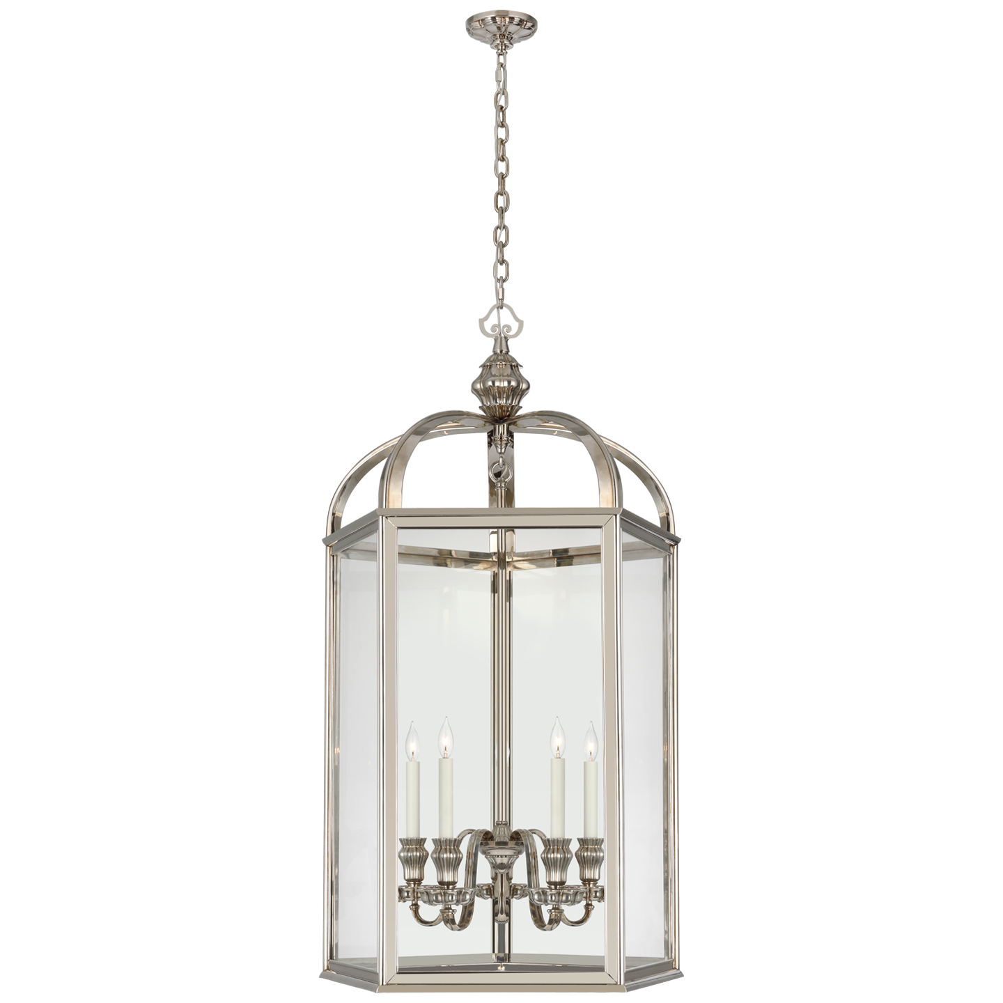 Falaise Large Lantern in Butler's Silver with Clear Glass Open Box