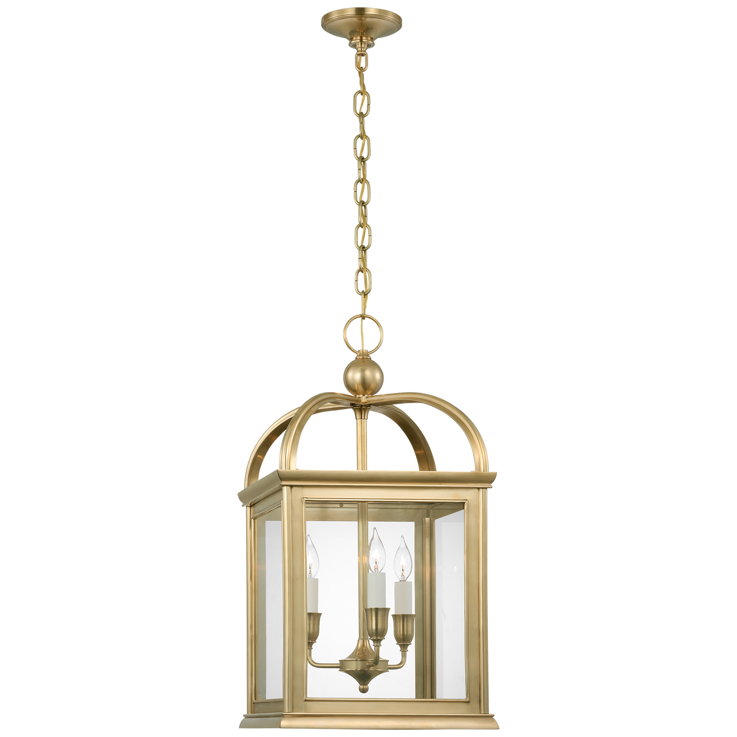 Rhoades 16" Lantern in Natural Brass with Clear Glass