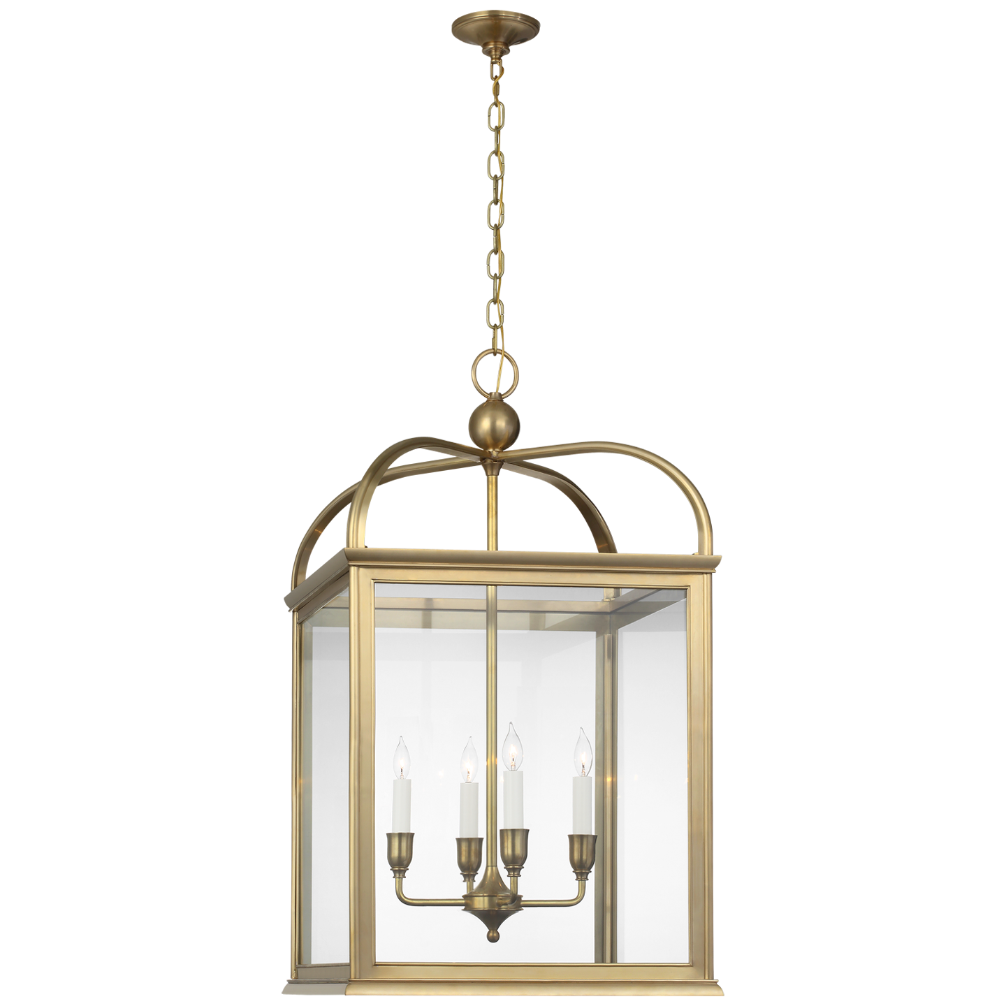 Rhoades 25" Lantern in Natural Brass with Clear Glass