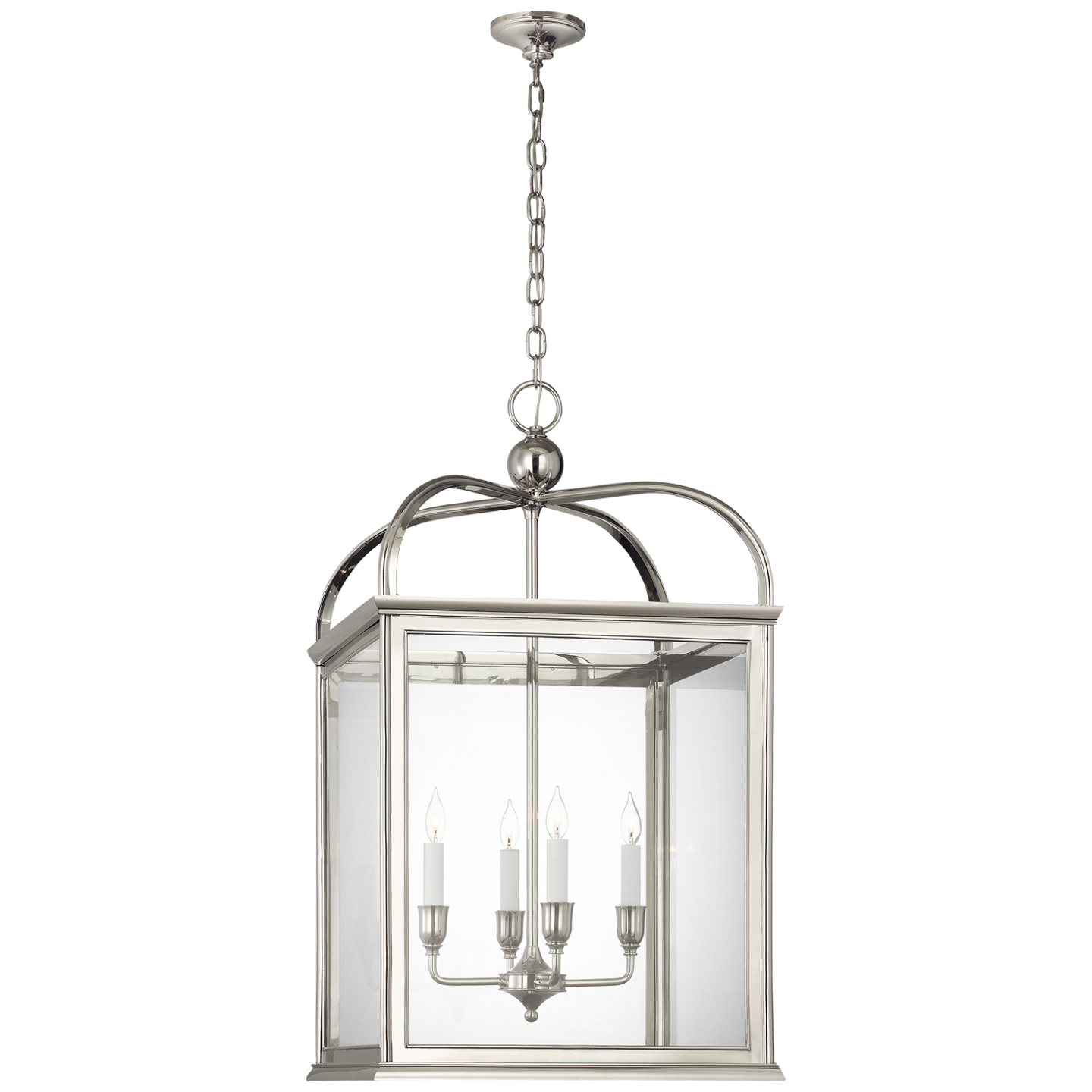 Rhoades 25" Lantern in Polished Nickel with Clear Glass