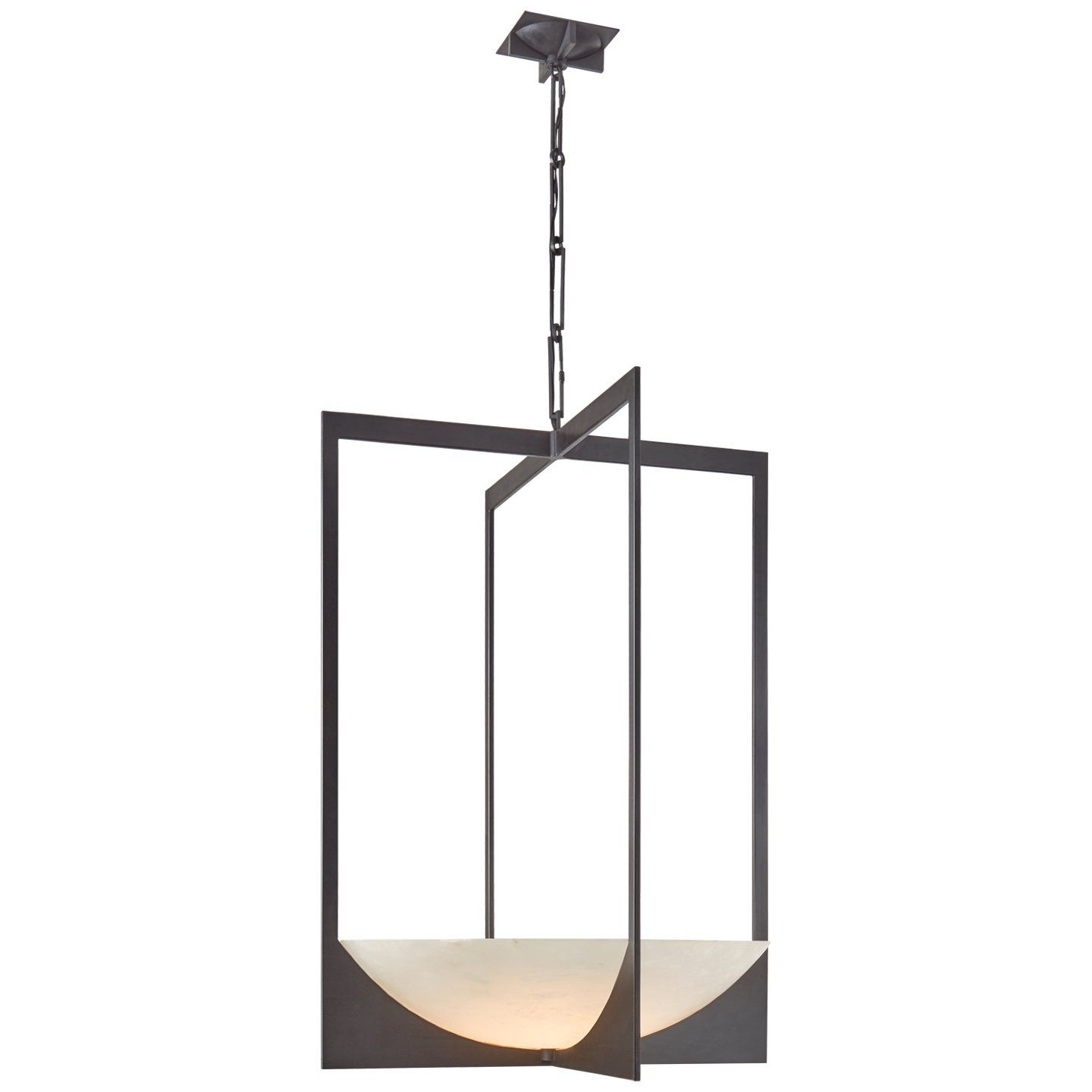 Michaela Large Chandelier in Aged Iron and Alabaster Open Box