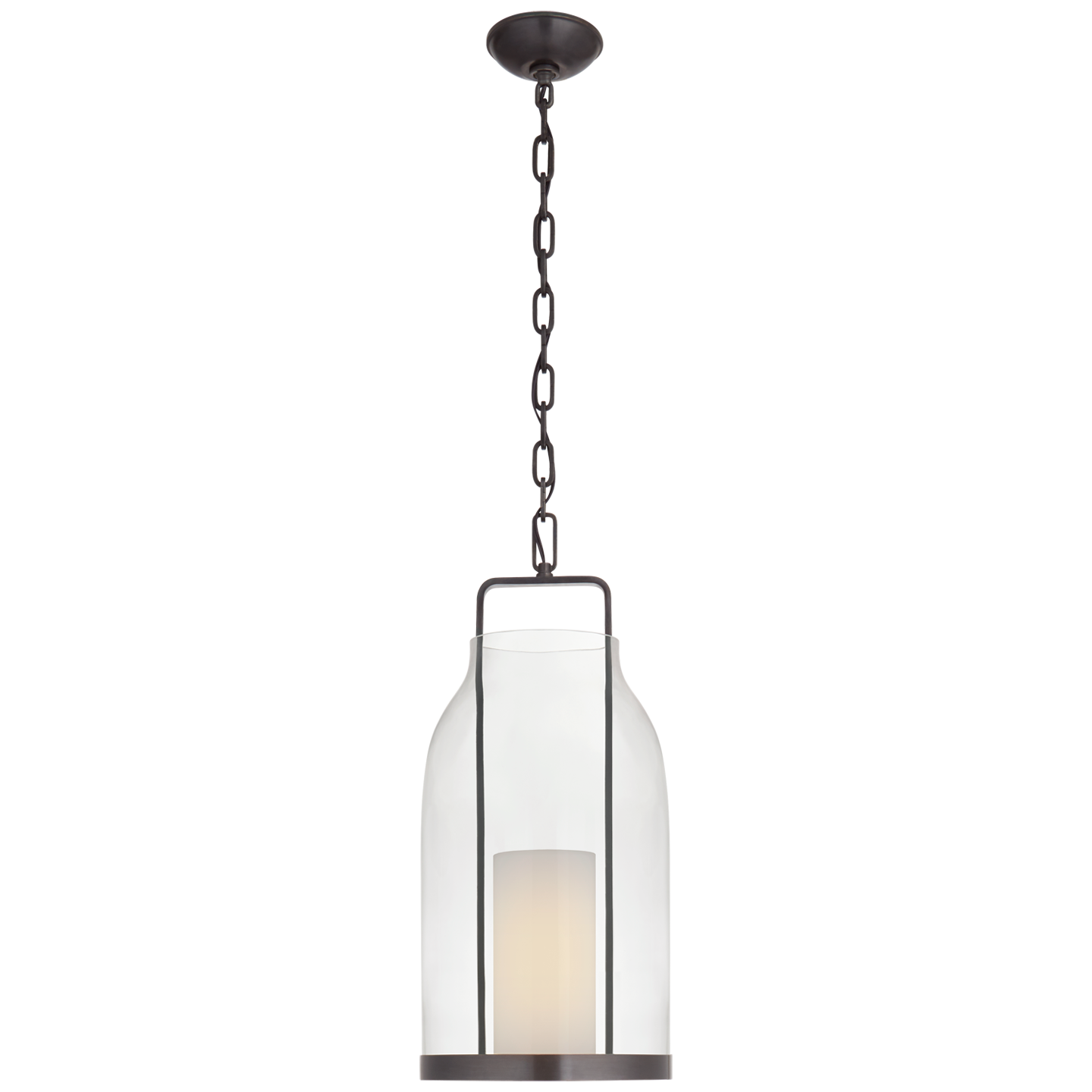 Ollie Medium Lantern in Bronze with Clear Glass  Open Box