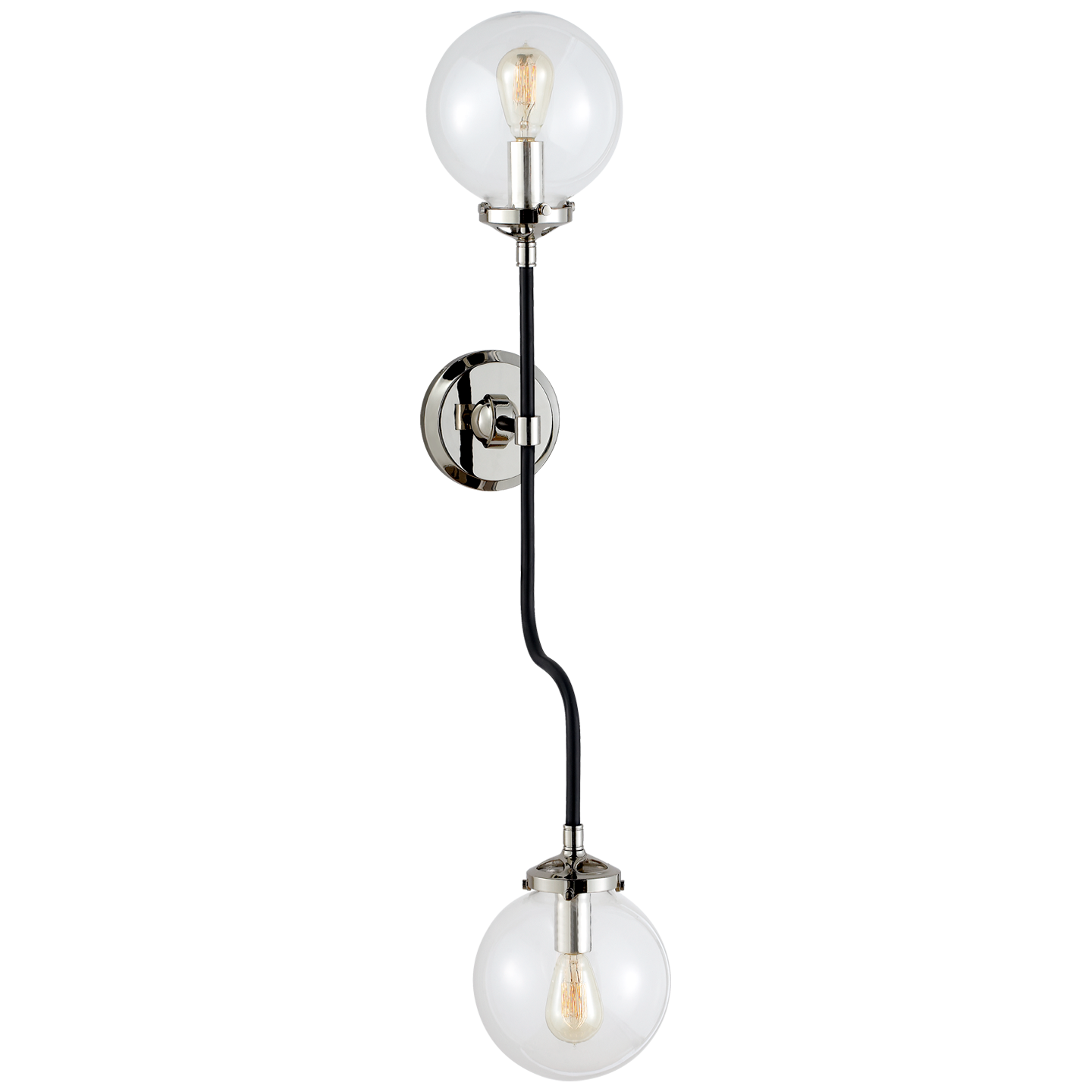 Bistro Double Wall Sconce in Polished Nickel with Clear Glass Open Box