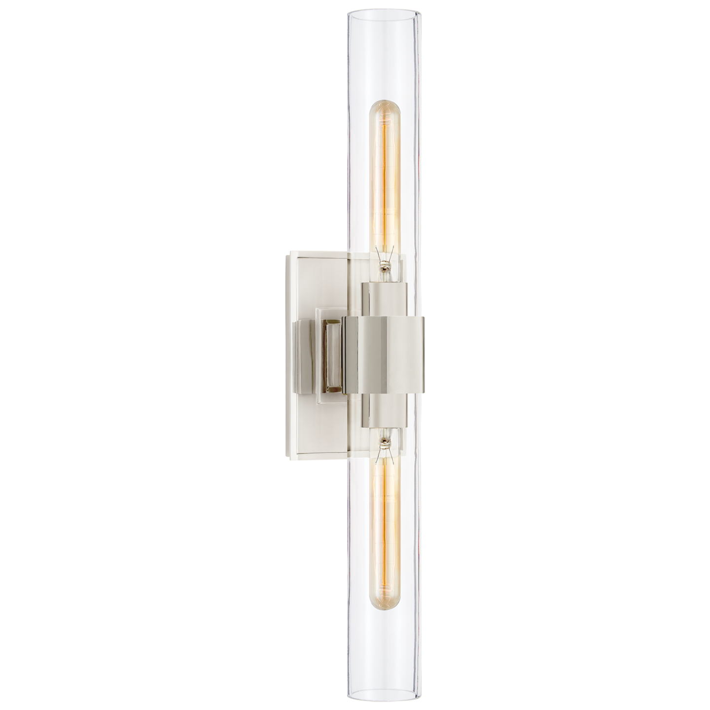 Presidio Petite Double Sconce in Polished Nickel with Clear Glass  Open Box