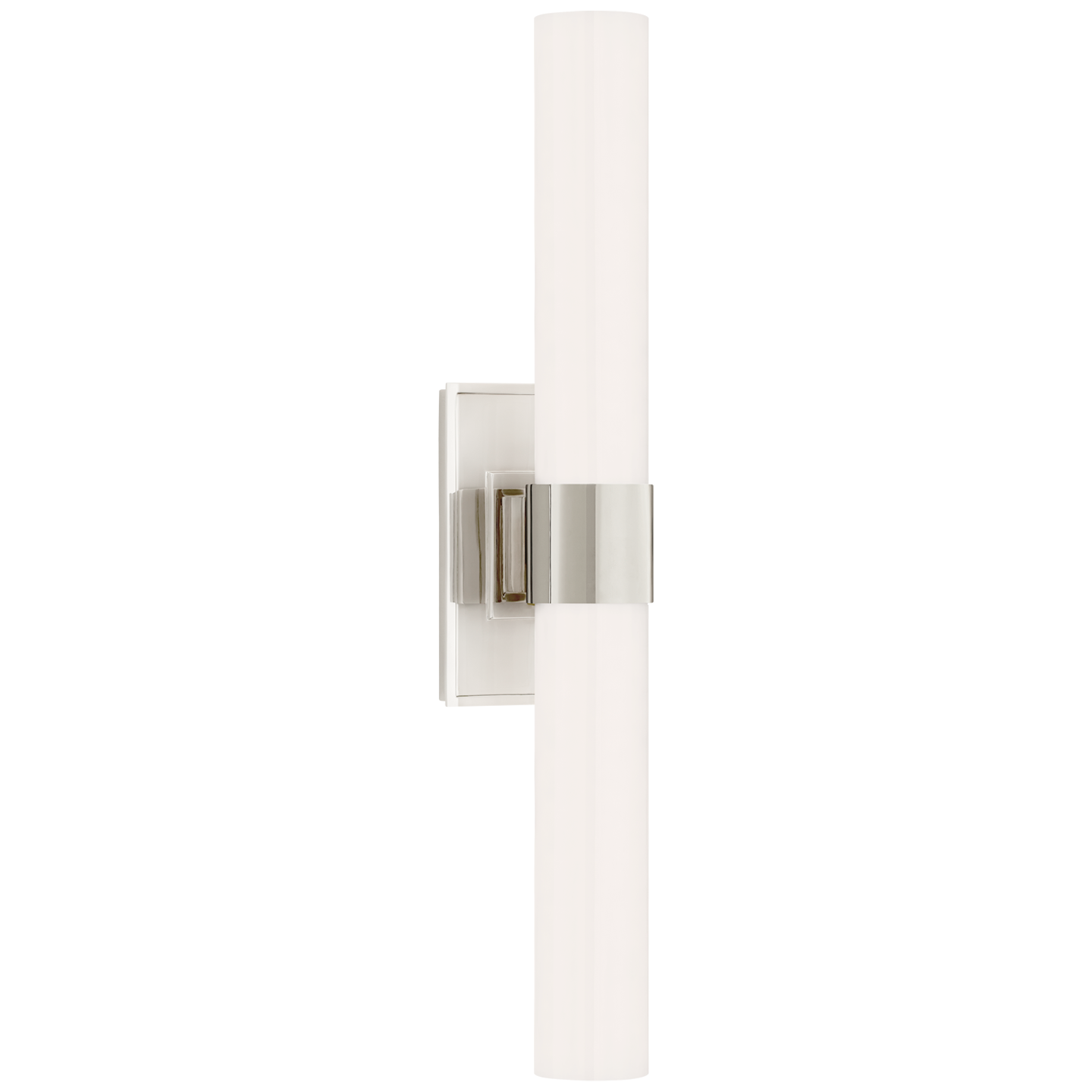Presidio Petite Double Sconce in Polished Nickel with White Glass  Open Box