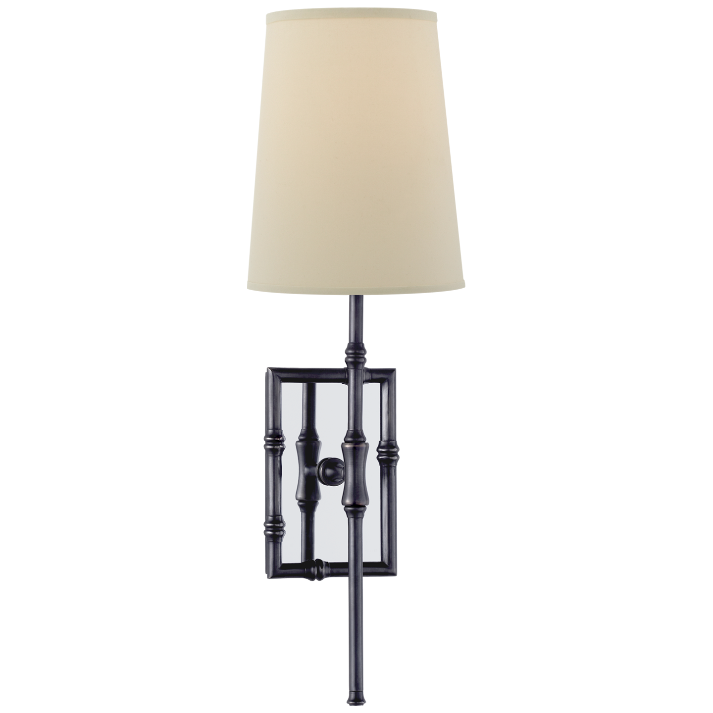 Grenol Single Modern Bamboo Sconce in Bronze with Natural Percale Shade Open Box