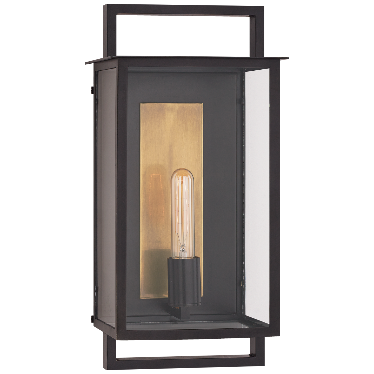 Halle Medium Wall Lantern in Aged Iron with Clear Glass Open Box