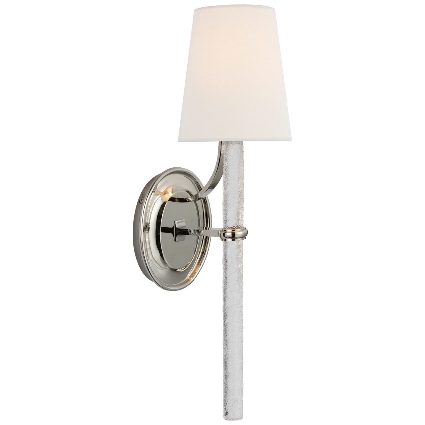 Abigail Large Sconce in Polished Nickel and Clear Wavy Glass with Linen Shade Open Box