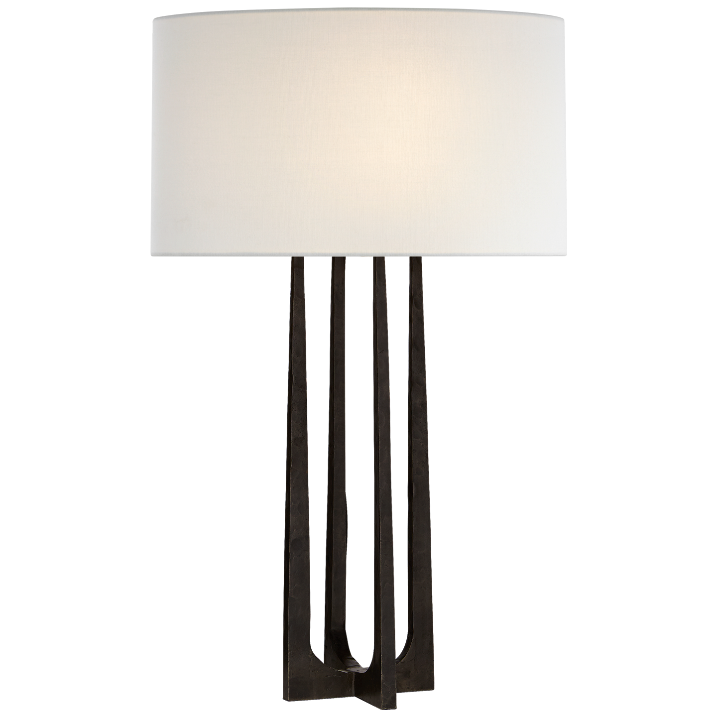 Scala Hand-Forged Table Lamp in Aged Iron with Linen Shade Open Box